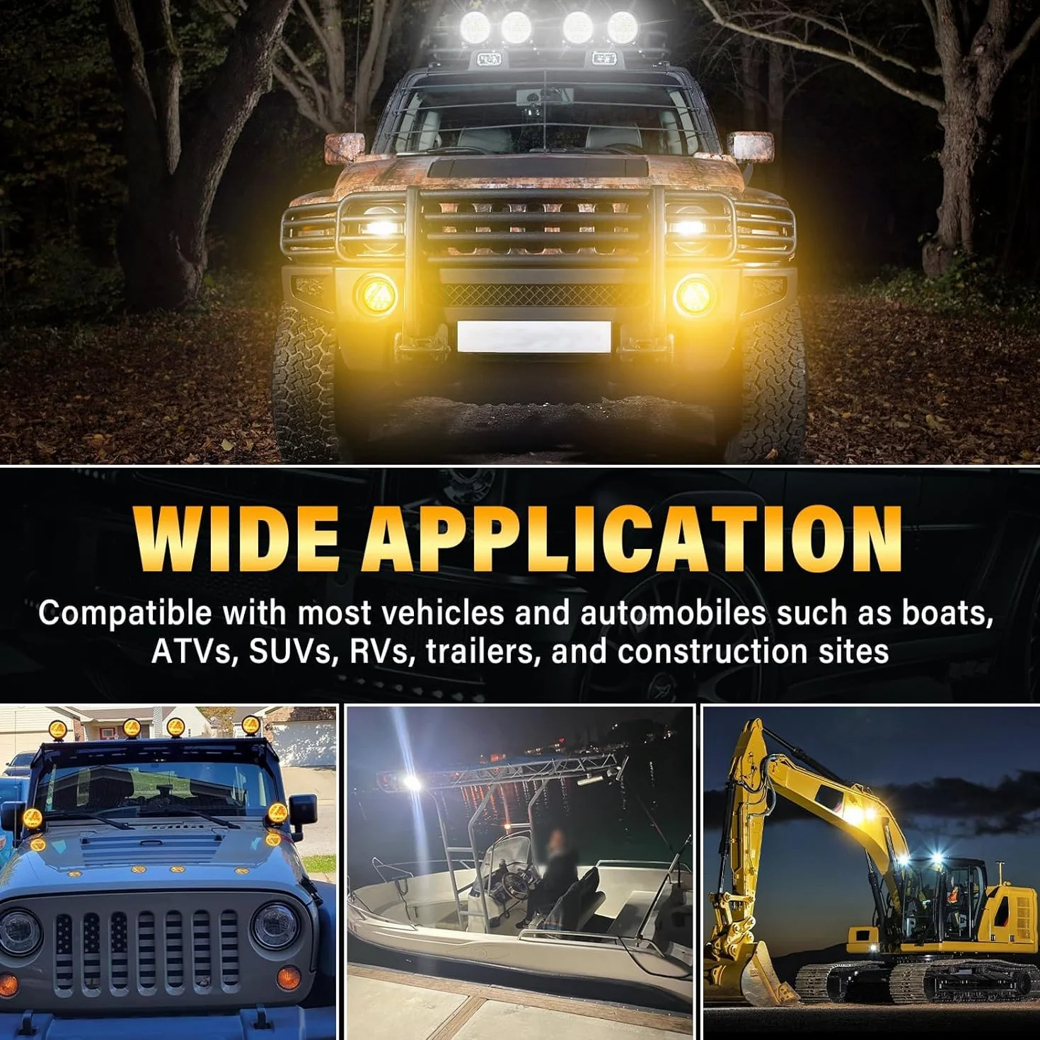 Willpower 2 reflektory robocze LED z zestawem kabli, 4", 36 W, reflektor LED, 12 V, do samochodów, koparek, przyczep, traktorów, ciężarówek, SUV-ów, offroadowych