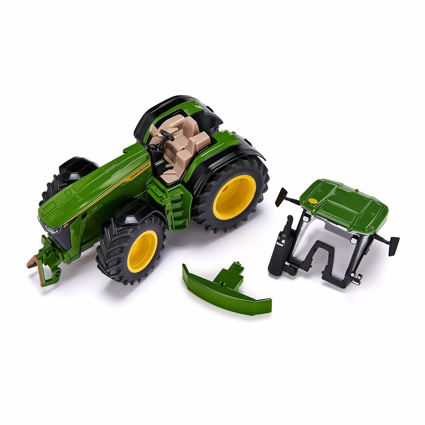 Siku 3290, John Deere 8R 370, 1:32, Metal,Tworzywo sztuczne, Zielony, Z obciążeniem przednim, Otwierana pokrywa silnika