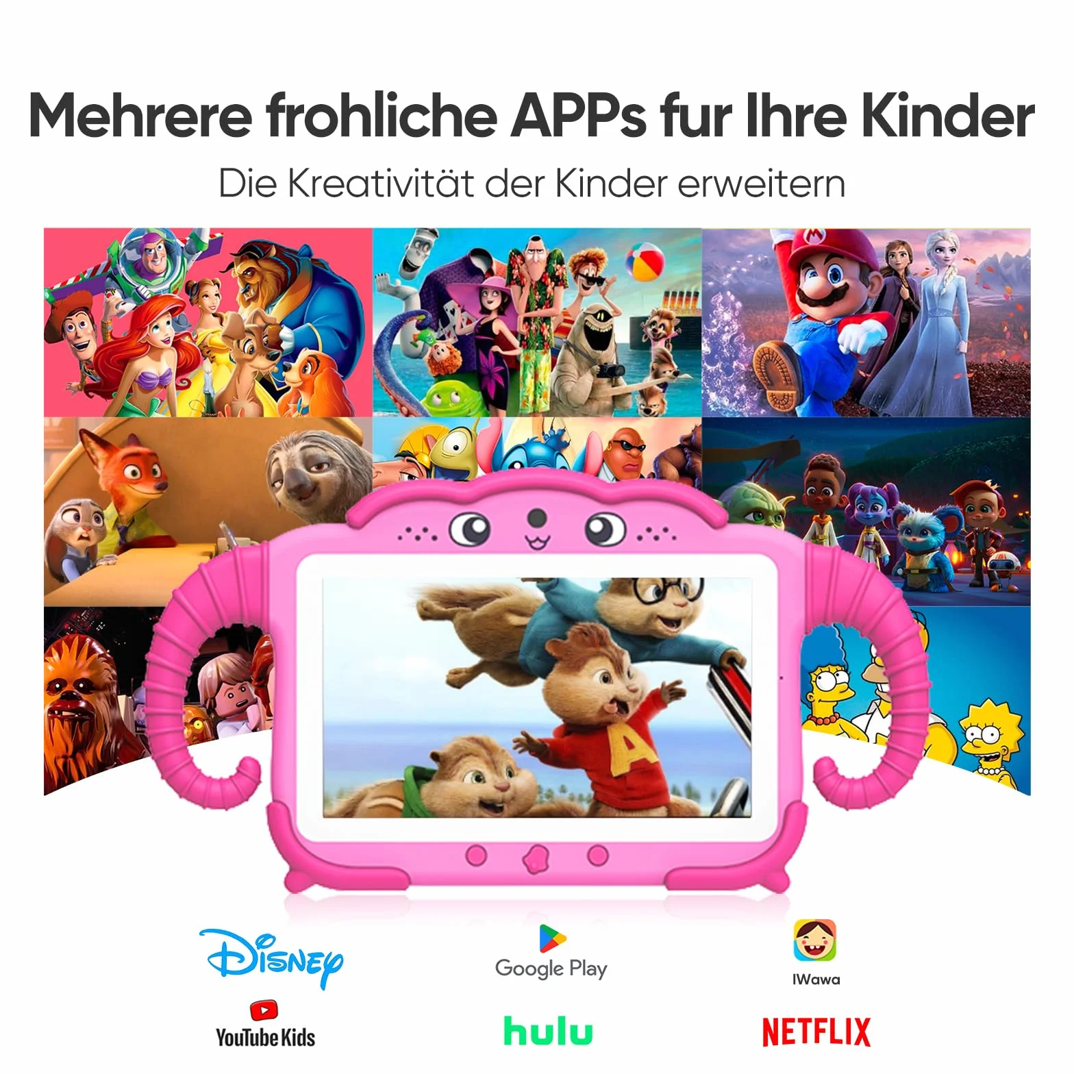 Tablet dziecięcy 7 cali, tablet dla dzieci 2 GB + 64 GB Quad Core, tablet dla dzieci z zabezpieczeniem przed dziećmi, fabrycznie zainstalowane oprogramowanie dla dzieci, podwójny aparat dla