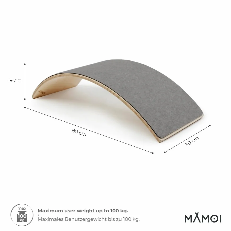 Drewniana Deska do Balansowania 80x30 cm z Filcem | Deska Równoważna do Ćwiczeń i Treningu Równowagi | Deska Balansowa | 100% ECO | od 14 roku
