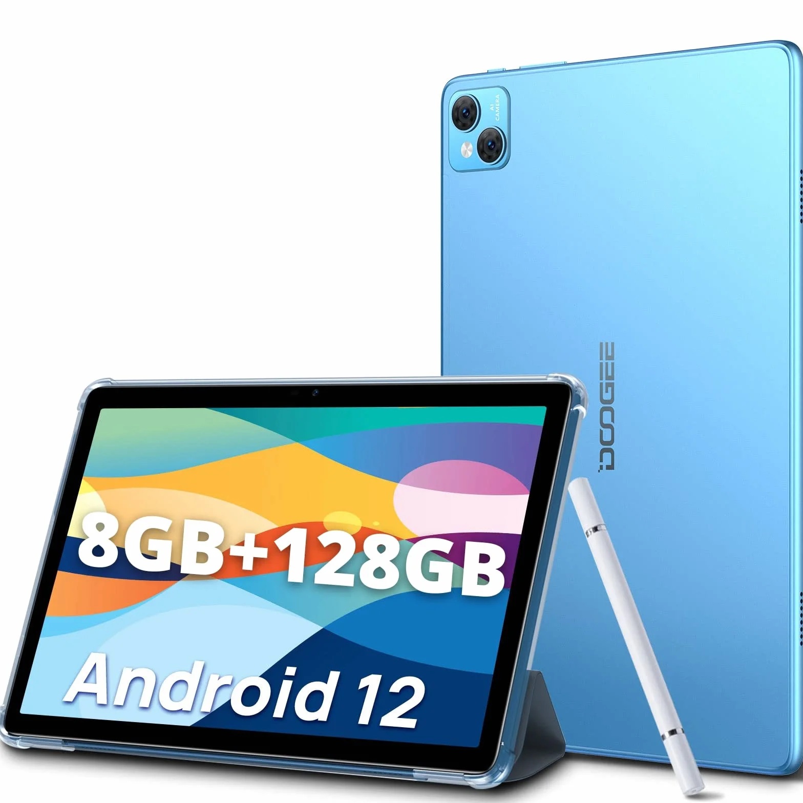 Tablet 10,1 cala, tablet 15 GB RAM 128 GB ROM (1 TB rozszerzany), Android 12 5G + 2,4G WiFi |13 MP + 8 MP | Ekran HD IPS |8300mAh | Bluetooth 5.1| Niebieski długopis dotykowy