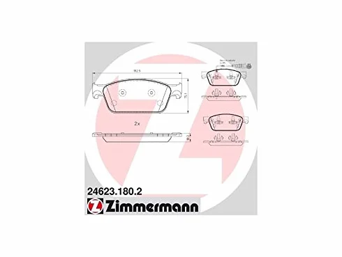 ZIMMERMANN 24623.180.2 komplet klocków hamulcowych, przednie, 4 sprężyny, łącznie z amortyzacją, w zestawie akcesoria