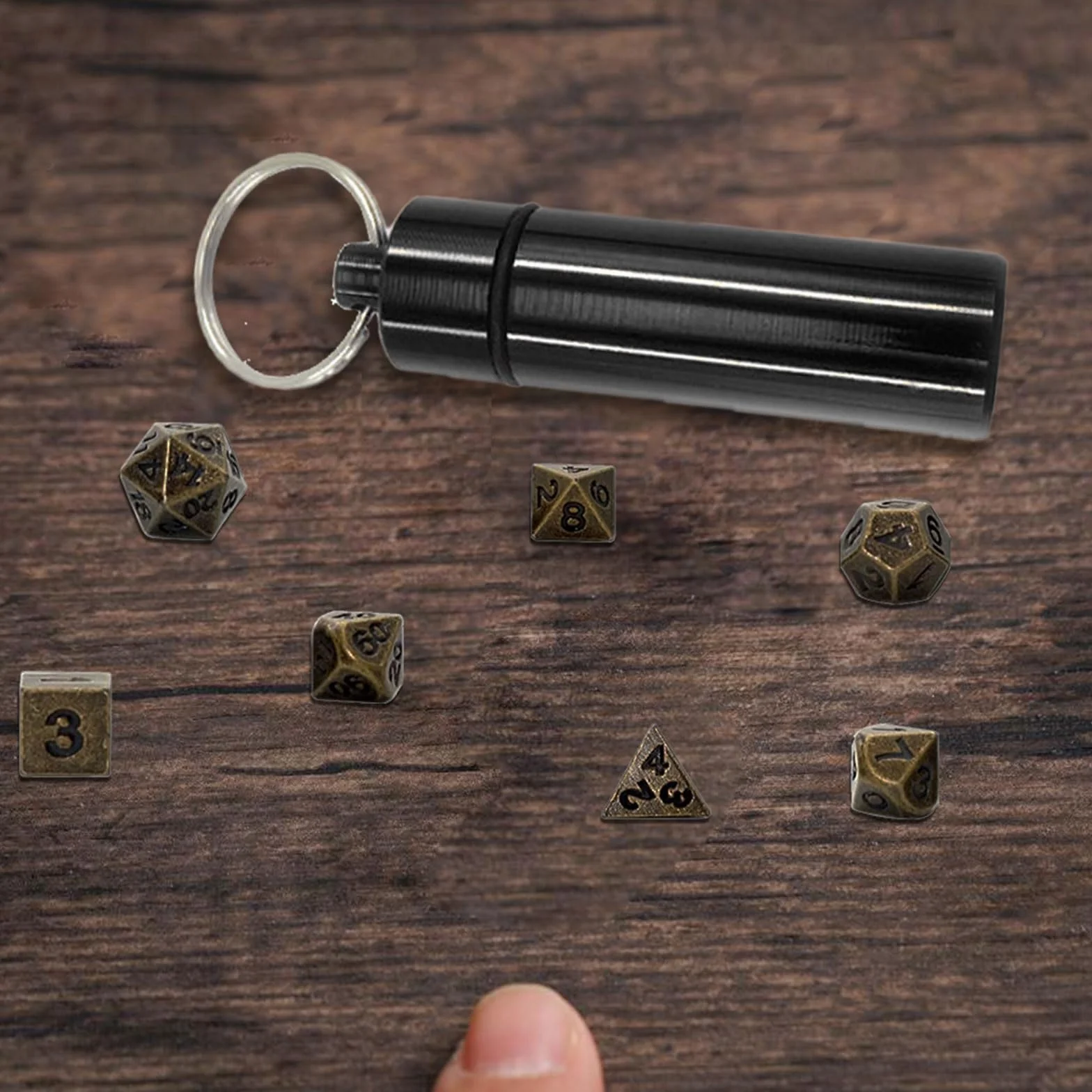 Moguri Zestaw kostek, kostki z brązu z etui, zestaw mini kostek, małe metalowe kostki miedziane z przenośnym breloczkiem, etui na kostkę, zestaw metalowych kostek do pęku kluczy