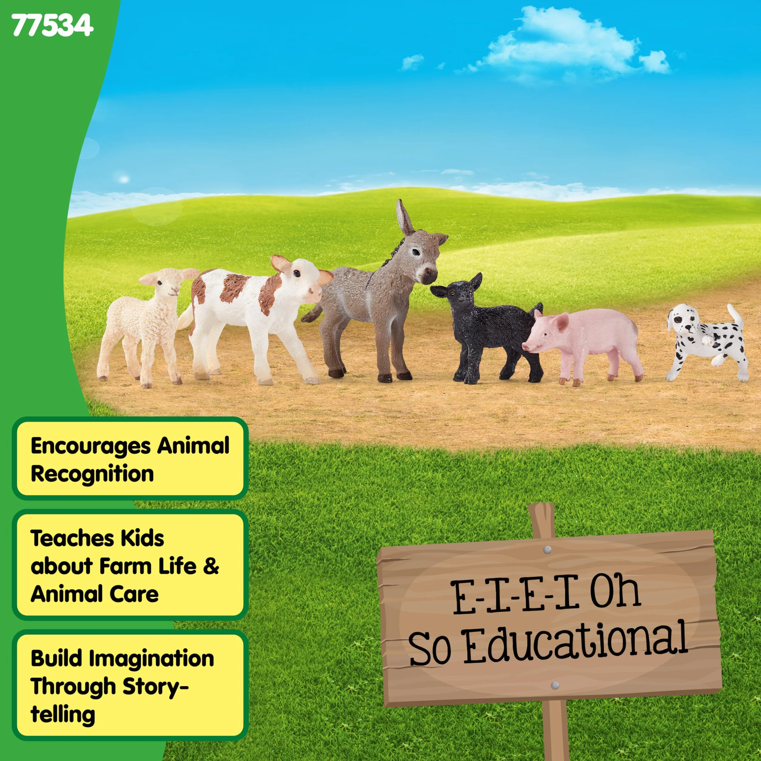 schleich FARM WORLD | Zestaw zwierząt z farmy 77534 z psem, świnią, kozą, owcą i osłem | zabawka farmerska od 3 lat | szczegółowy zestaw 6-częściowy | tylko w Amazon