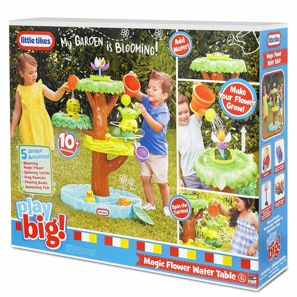 little tikes 651342M Magic Flower stół wodny – zestaw do zabawy dla dzieci – bezpieczny i przenośny – wspiera kreatywną zabawę