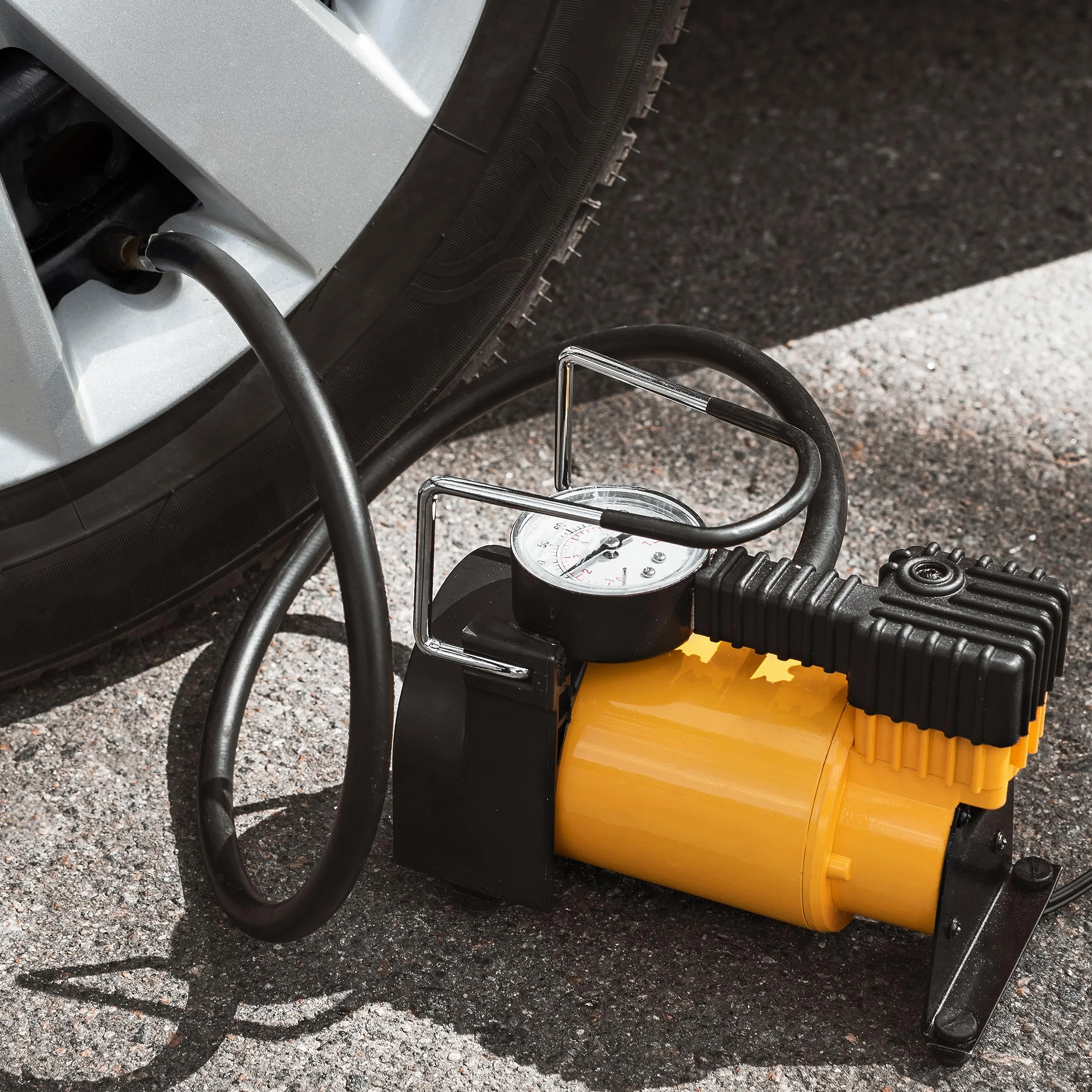 Retoo Sprężarka powietrza 12 V 150 PSI aluminiowa z adapterami do wentyli