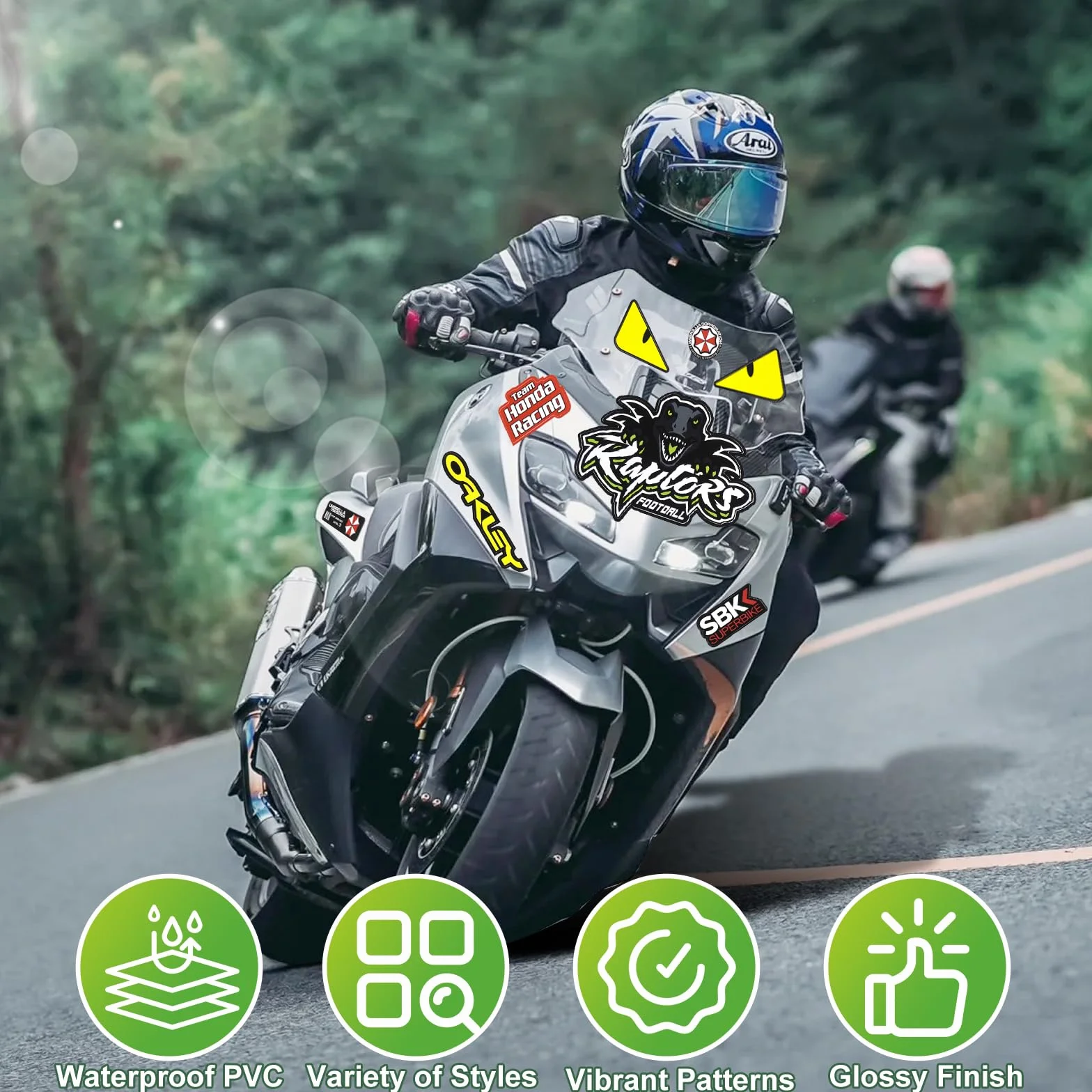 Naklejki motocyklowe wodoodporne na kask rowerowy: 7-częściowy zestaw naklejek na samochód, naklejki do samodzielnego wykonania, trwałe kolory, naklejki na samochód, możliwość personalizacji