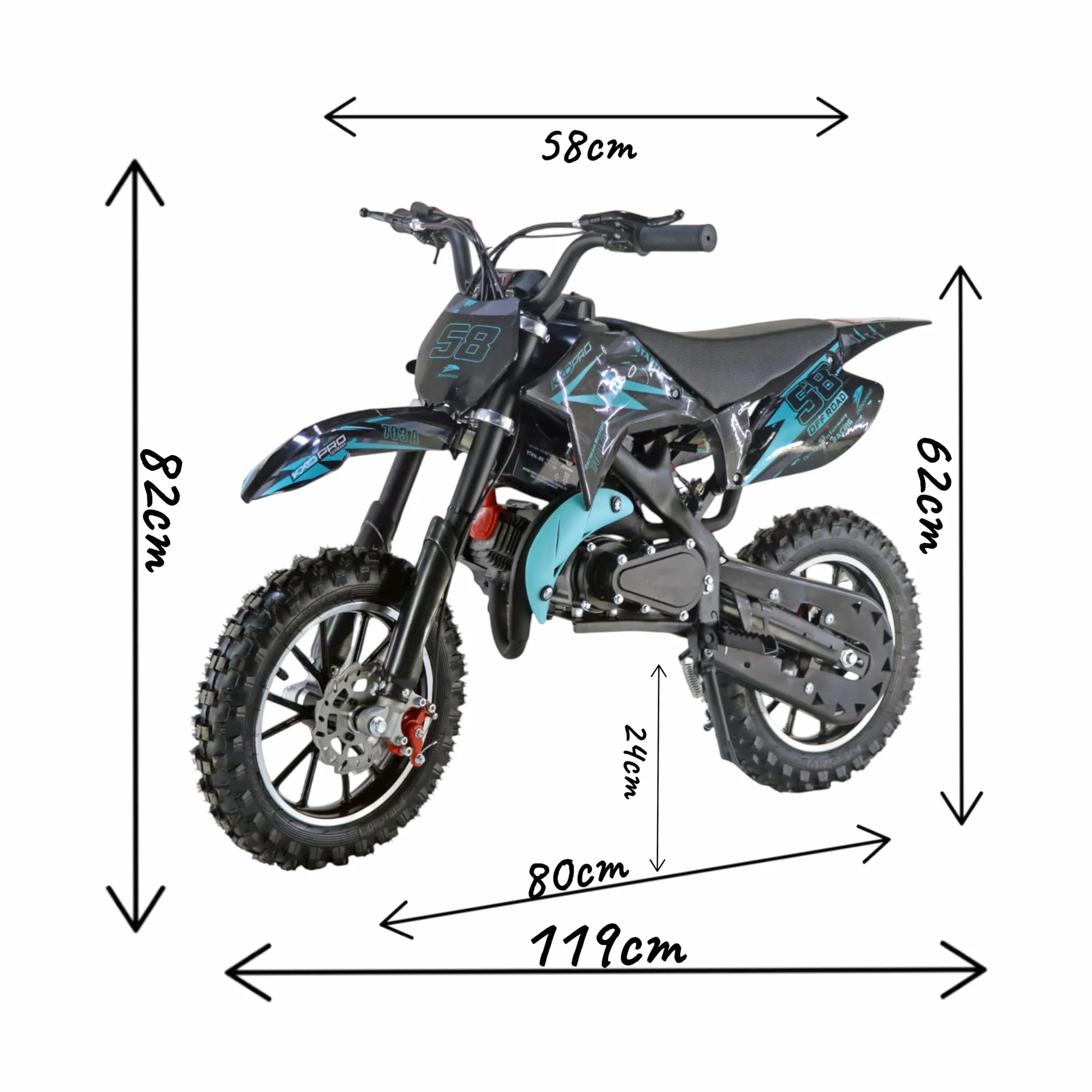 KXD 703 2Takt - 4Takt 49ccm Dirt Bike Dirtbike CrossBike Enduro DirtBike kieszenniczka 49cc Pitbike PocketBike Motocross Motocykl Motorbike Sport Motorowy Kieszeń (Zielony, KXD 703A 2Takt)