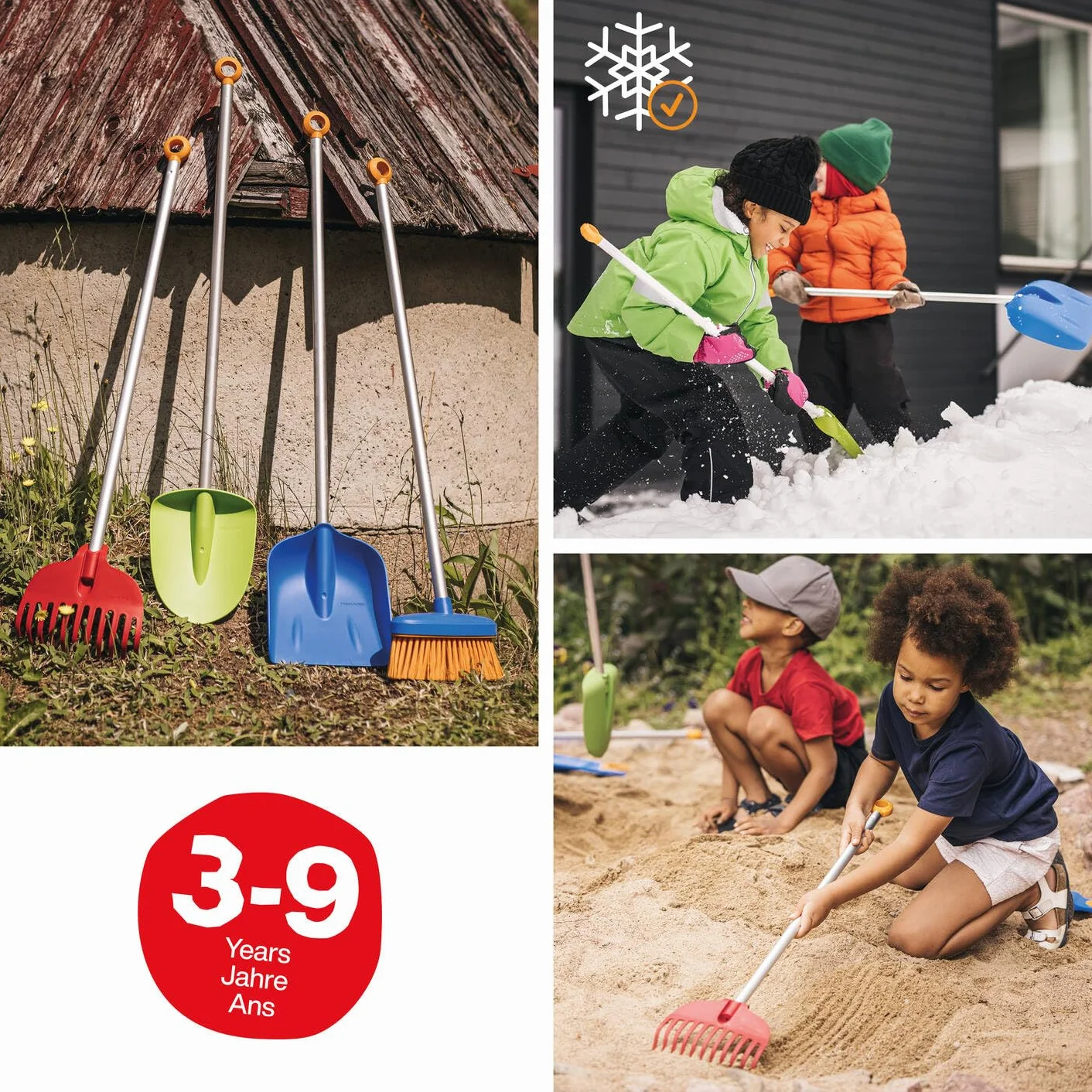 Fiskars Szpadel dziecięcy, Długość: 91 cm, Ostrze z tworzywa/ aluminiowy trzonek, Zielony/ pomarańczowy, MyFirst Fiskars, 1001420