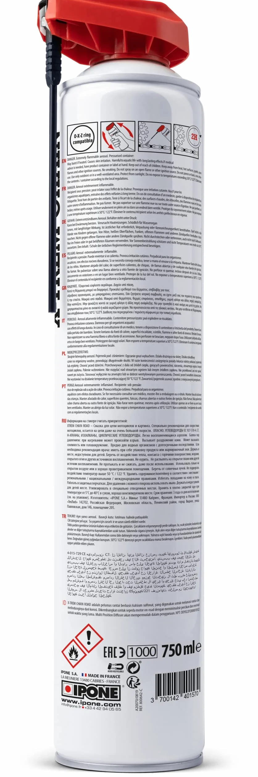IPONE X-Trem Chain Road smar do łańcuchów motocyklowych 750 ml 800 km