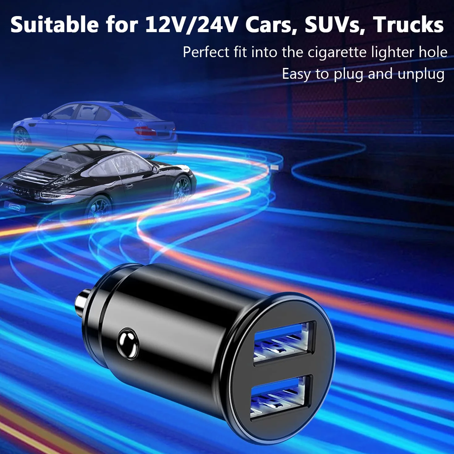 12V/24V Adapter rozdzielacza zapalniczki samochodowej 2 gniazdka USB Ładowarka samochodowa