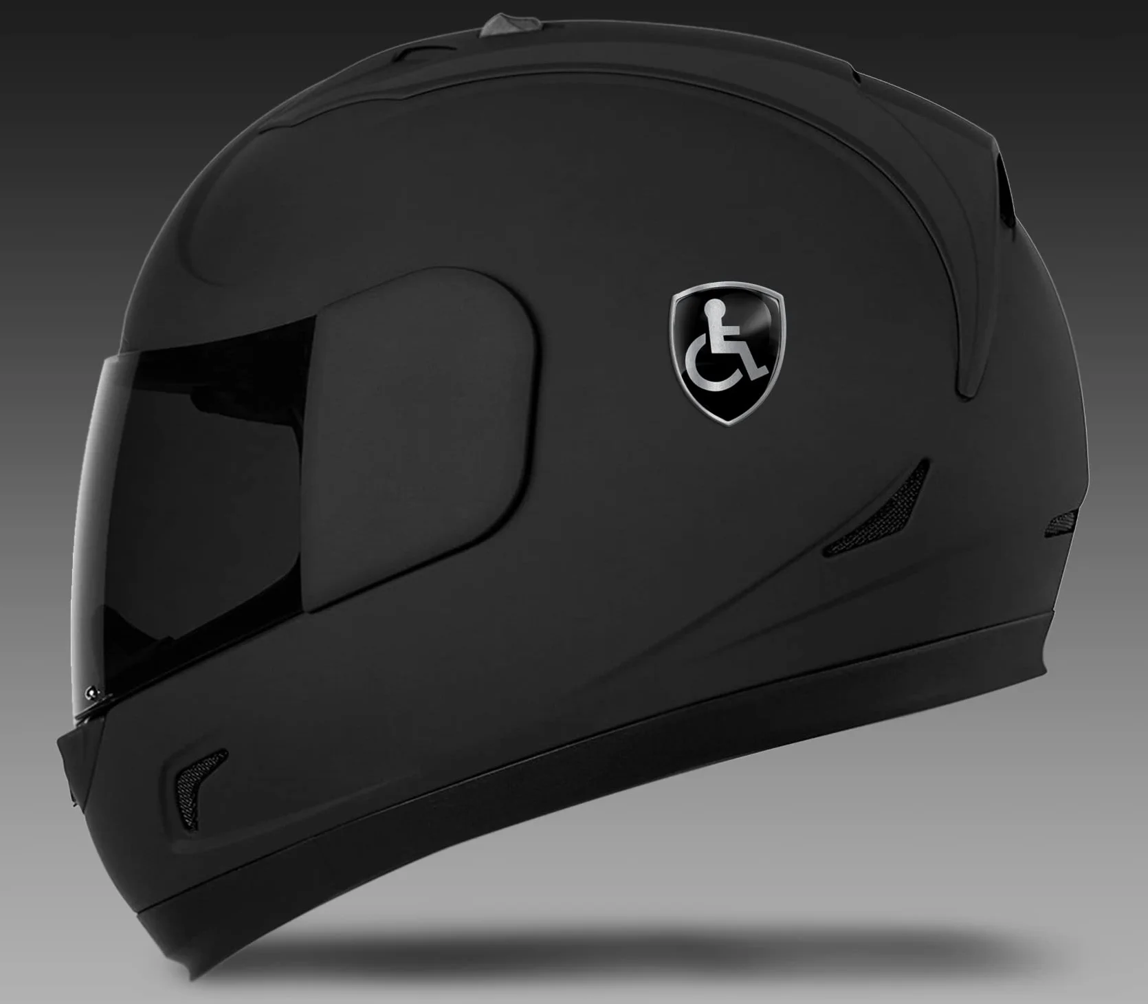 Biomar Labs 2 x naklejka 3D, żelowa, silikonowa, niepełnosprawna, Disabled symbol logo, wózek inwalidzki, tabliczka srebrna naklejka na samochód, motocykl, rower, okno, drzwi KS 94
