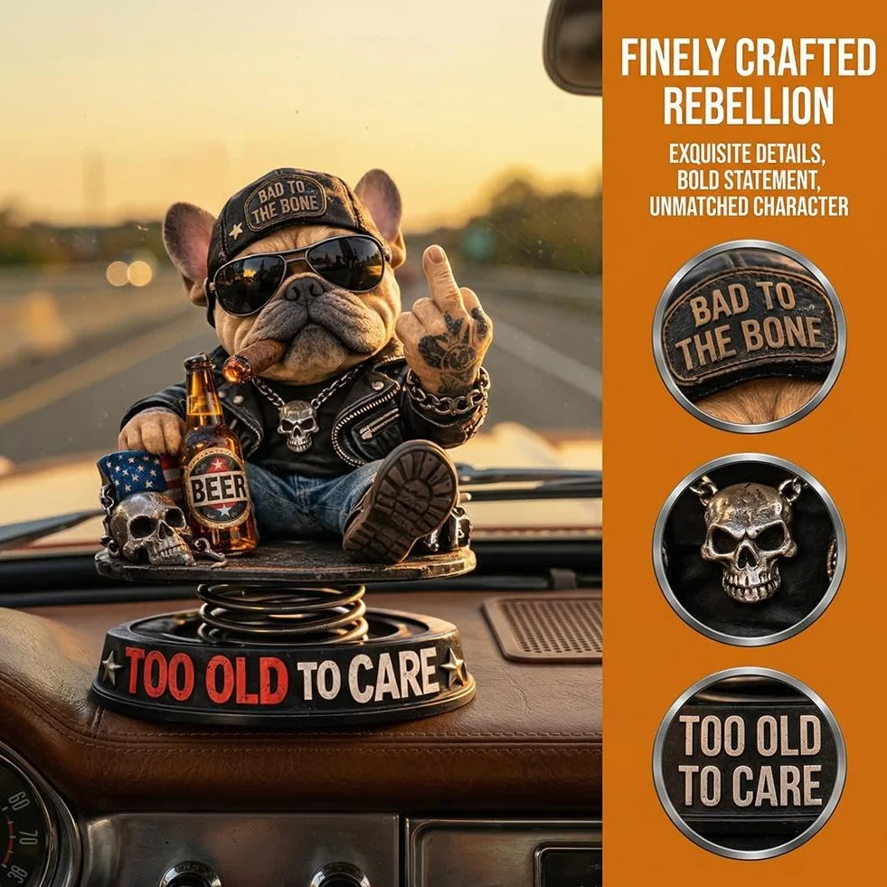 Bobblehead Bulldog na Deskę Rozdzielczą - Figurka z Żywicy, Potrząsająca Głową Psa Ozdoba Samochodowa