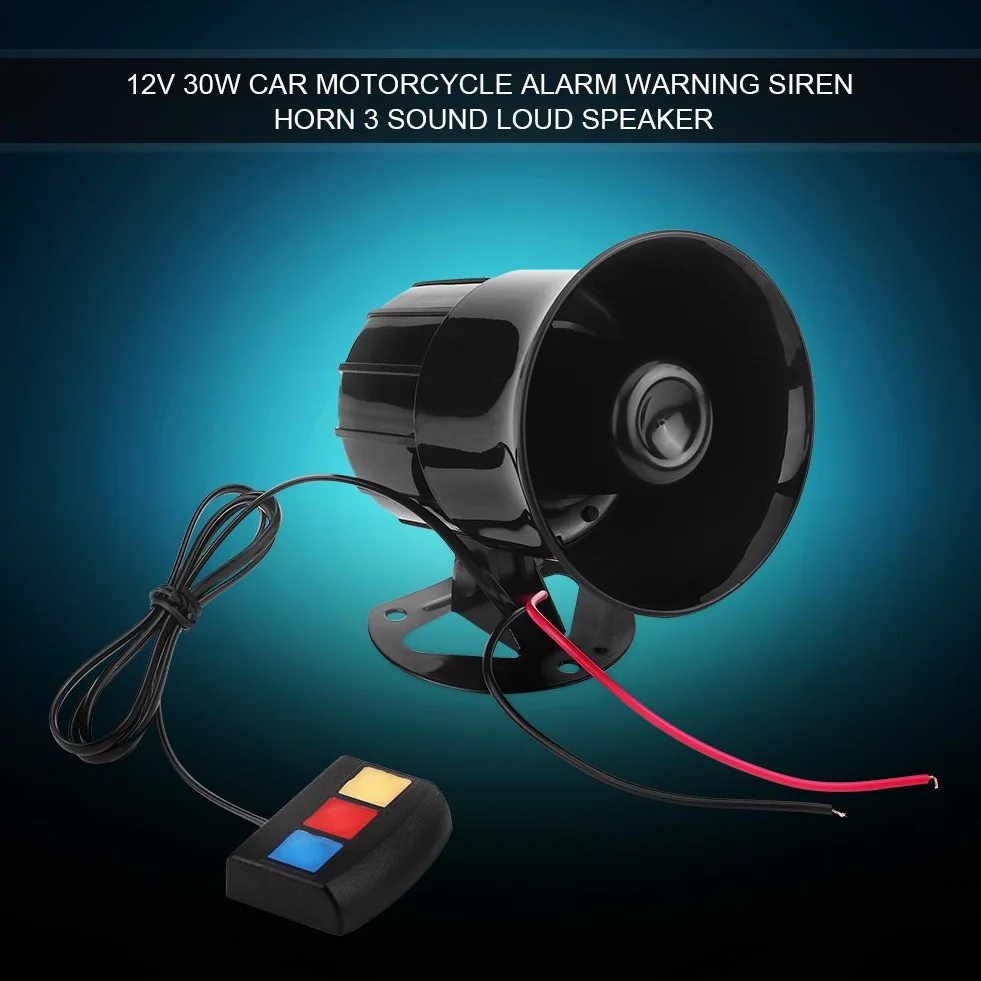 Qiilu QL04306 12V 30 W Car Motorcycle Alarm Warning Syrena Horn 3 Sound Głośnik
