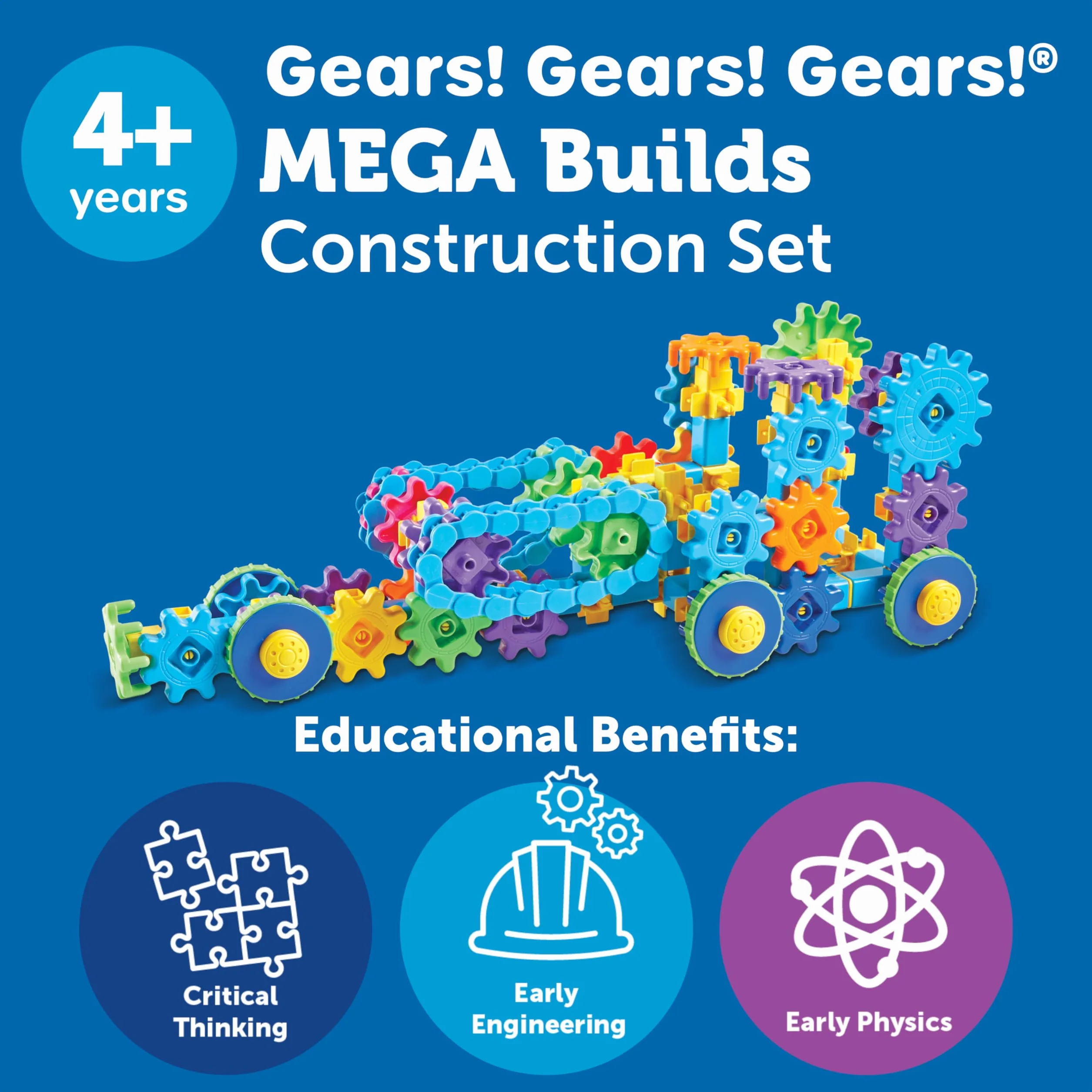 Learning Resources Gears! Gears! Gears! Mega Buduje Budownictwo 235-Kawałek Zestaw