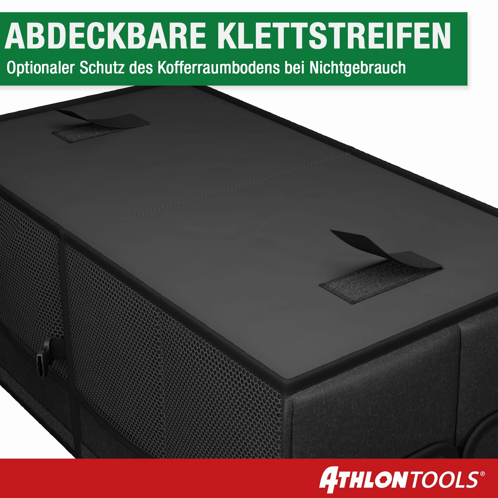 ATHLON TOOLS Organizer do bagażnika XXL – składany organizer samochodowy – torba do bagażnika, antypoślizgowa, wzmocniona, stabilna torba do bagażnika z pokrywą – pudełko samochodowe do przechowywania