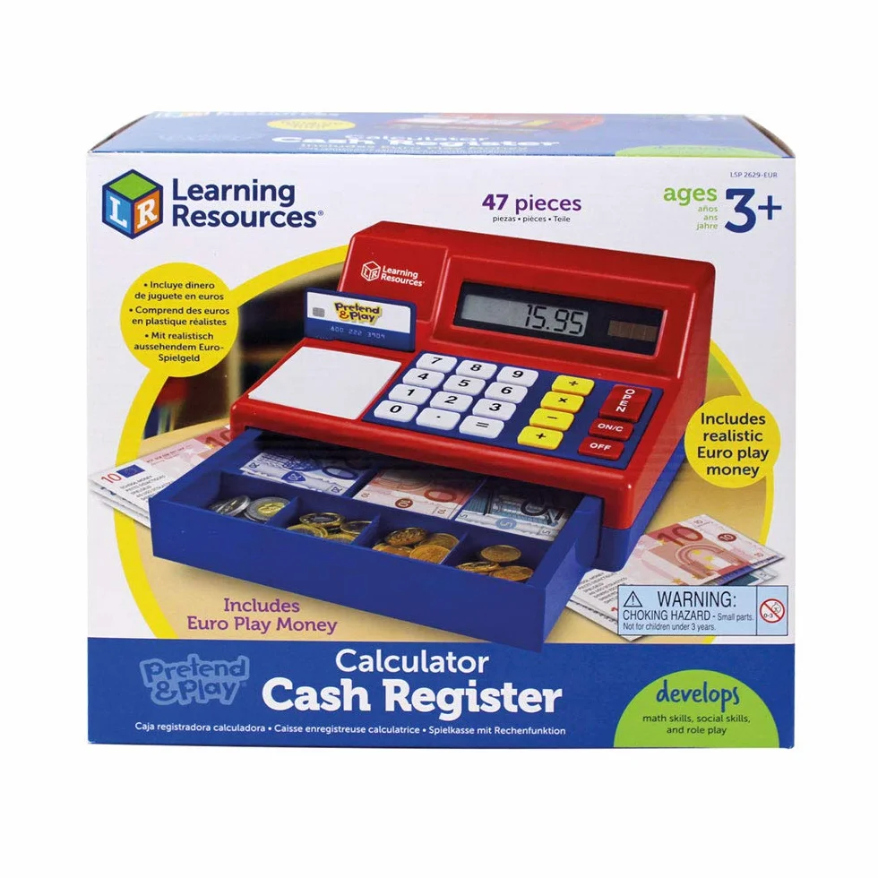 Learning Resources Pretend & Play Kalkulator Gotówka Zarejestrowa? z Euro Bawi? si? Pieni?dze