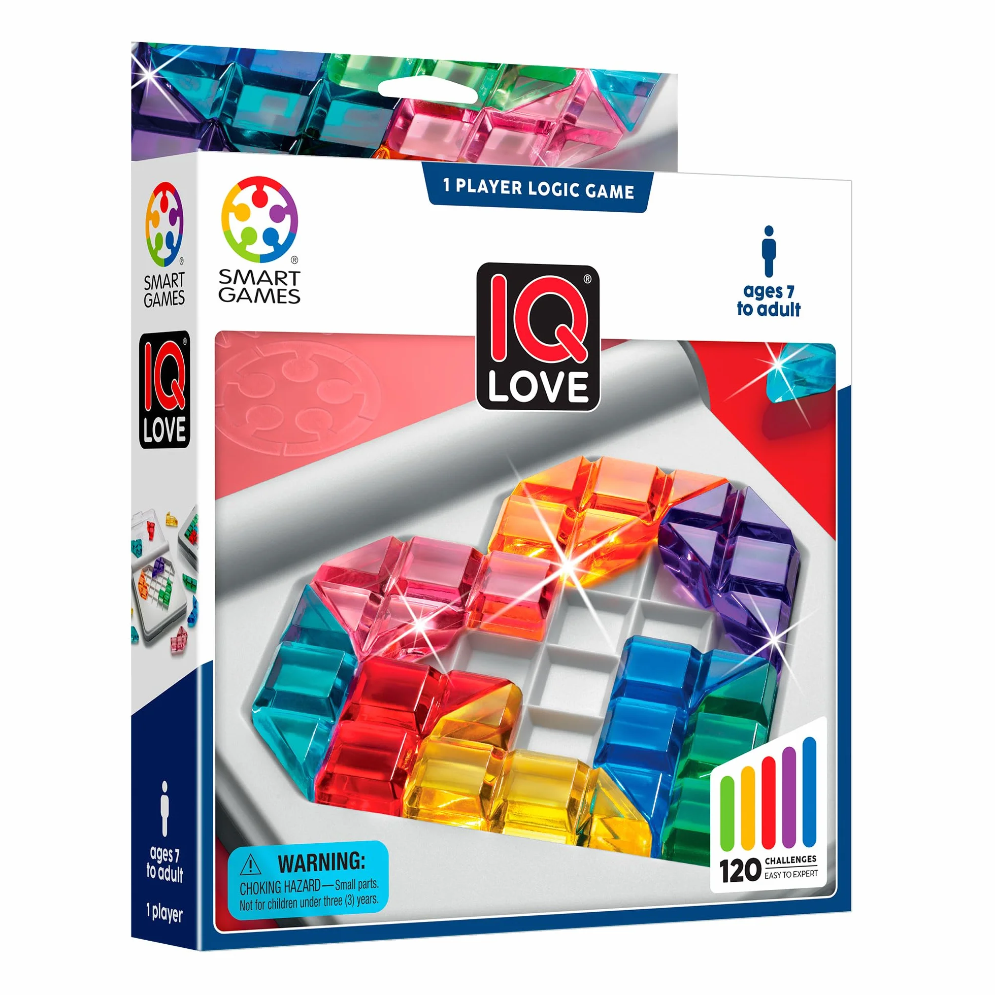 smart games - IQ Love, Puzzle Game with 120 Challenges, 2 Playing Modes, 7+ Years
