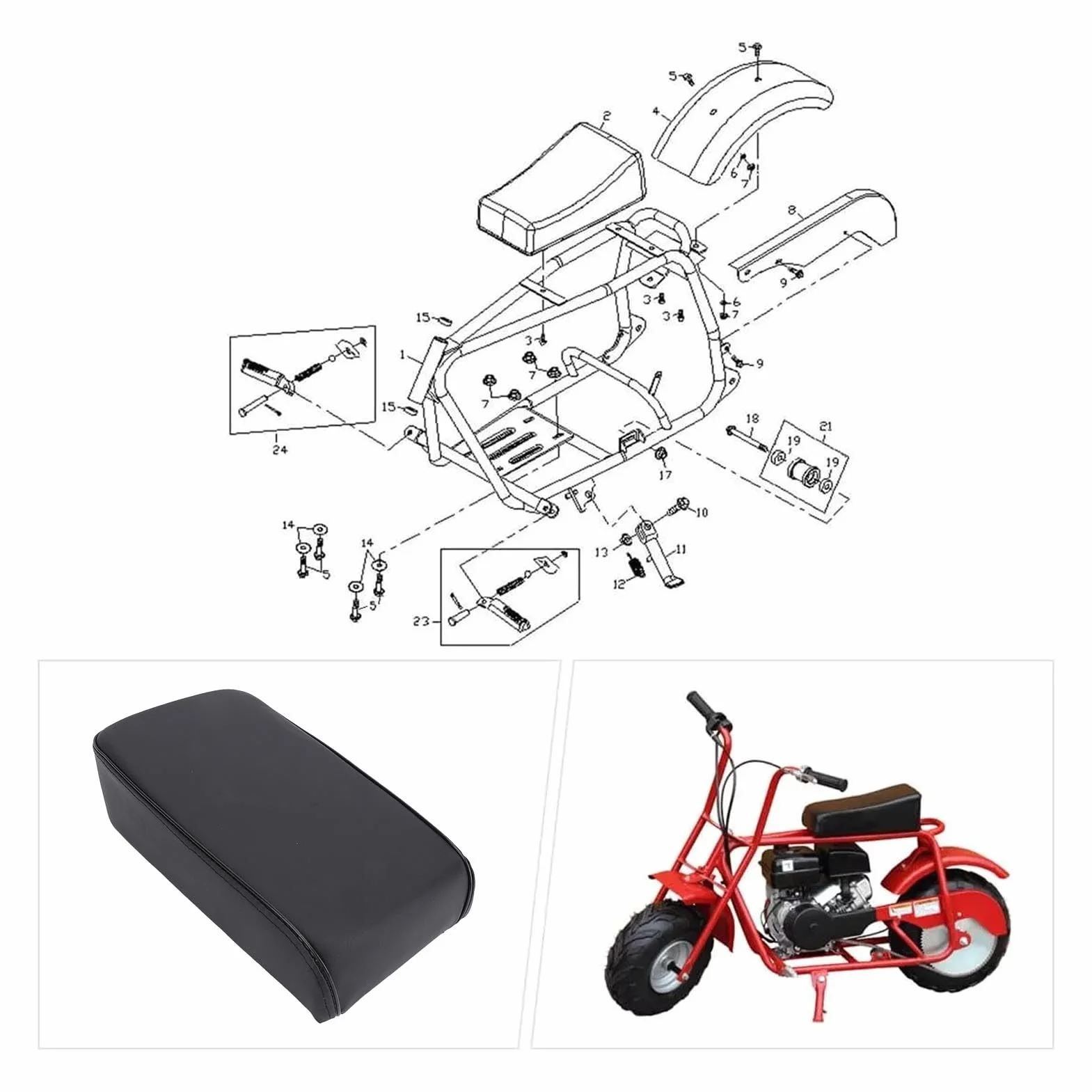 Mini rower Cheotime, 12,5 -calowa poduszka mini rowerowa poduszka dla CT100U 98 CT100 100 Milk CT100 3.0 KM Mini Bike Powerports Part