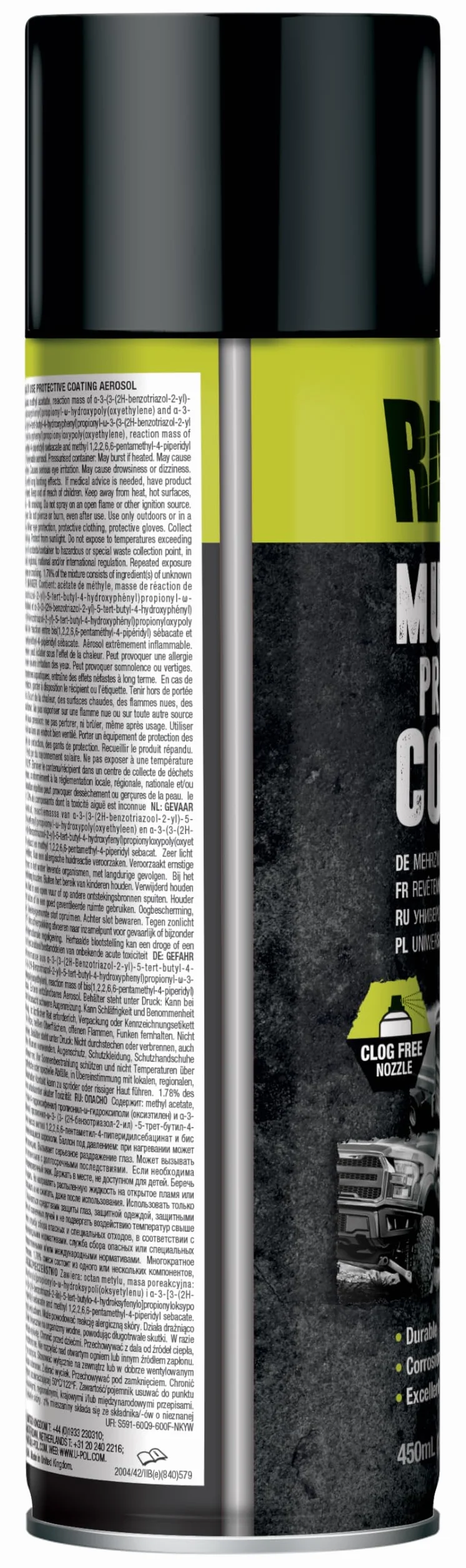 U-Pol Raptor 1K Uniwersalna Powłoka Ochronna, czarna, aerozol 450ml