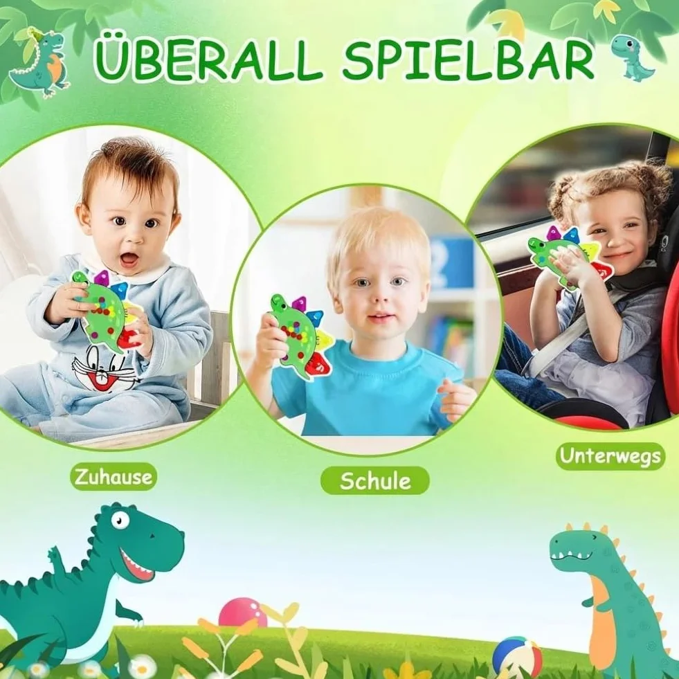 JoyLife Zabawka sensoryczna do wyciskania i ugniatania, do sortowania kolorów, sensoryczna wypełniona żelem, zabawka antystresowa do ściskania i ugniatania, ADHD i autyzmu (dinozaur)