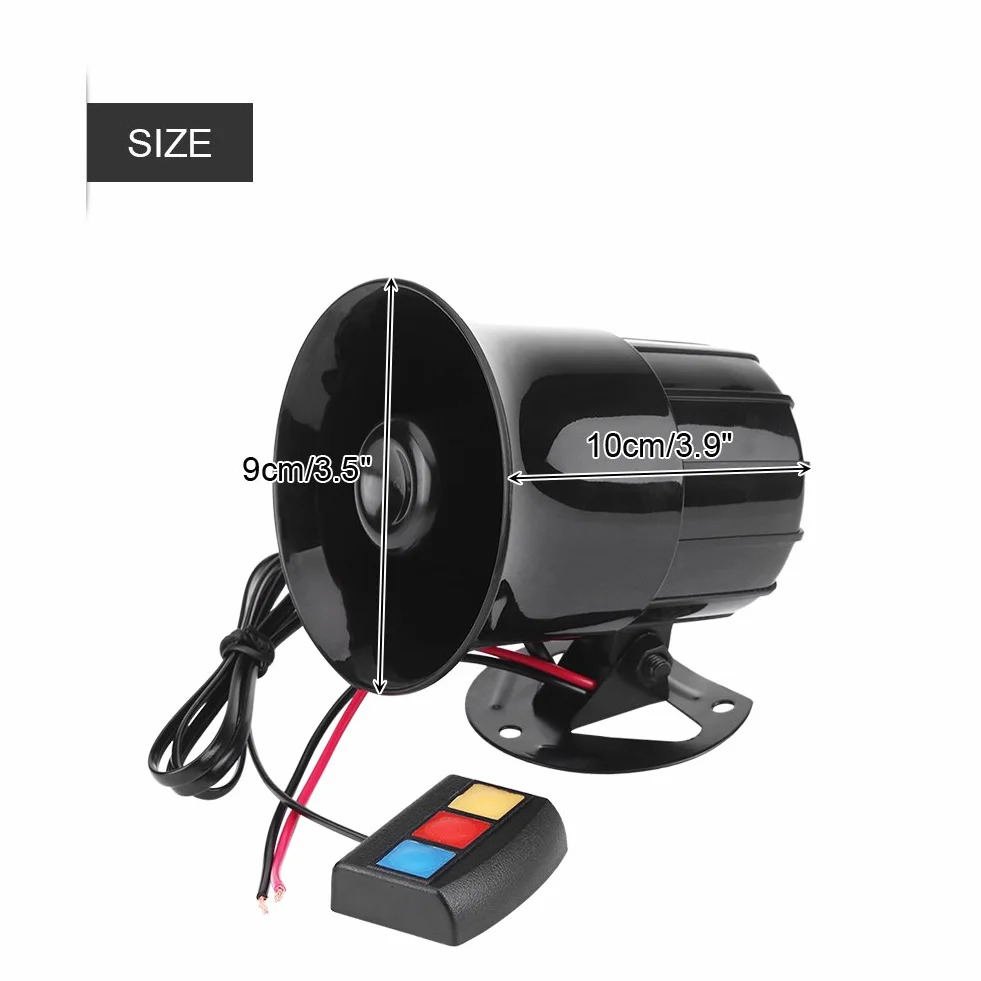 Qiilu QL04306 12V 30 W Car Motorcycle Alarm Warning Syrena Horn 3 Sound Głośnik