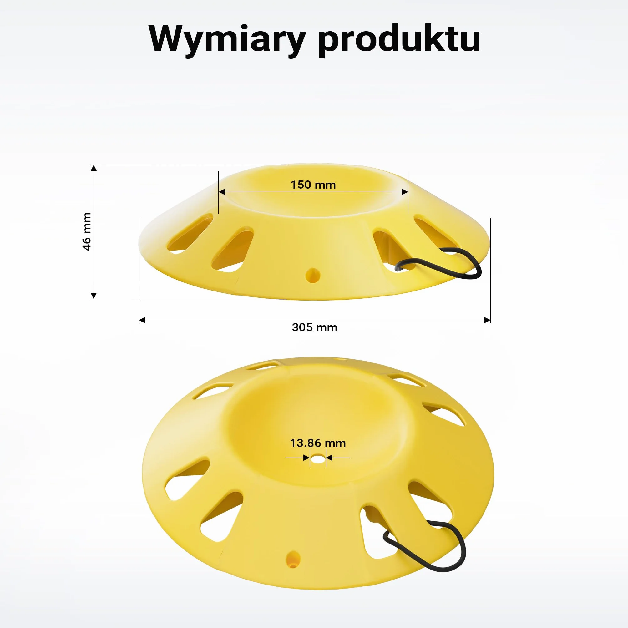 Wiltec Okrągły klin pod koło podporowe 305 mm do 1995 kg, z uchwytem, podkładka HDPE dla kół do Ø 150 mm pod koła przyczepy kempingowej, kampera