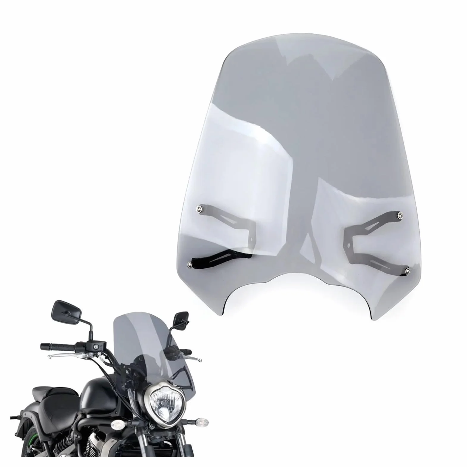 Owiewka motocyklowa dla Kawasaki dla Vulcan S EN 650 2015-2023 Szyba przednia z wspornikiem Przedłużka do szyby (GRA)YAKISA