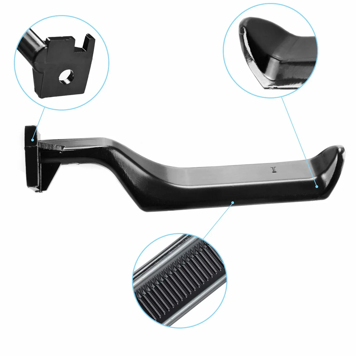 Czarna wewnętrzna metalowa klamka przednia lewa strona kierowcy zamiennik do Forda Bronco F150 F250 F350 F53 F59 F800 zastępuje E7TZ-1522601-A E7TZ-1522600-A 77177 77178 1 szt