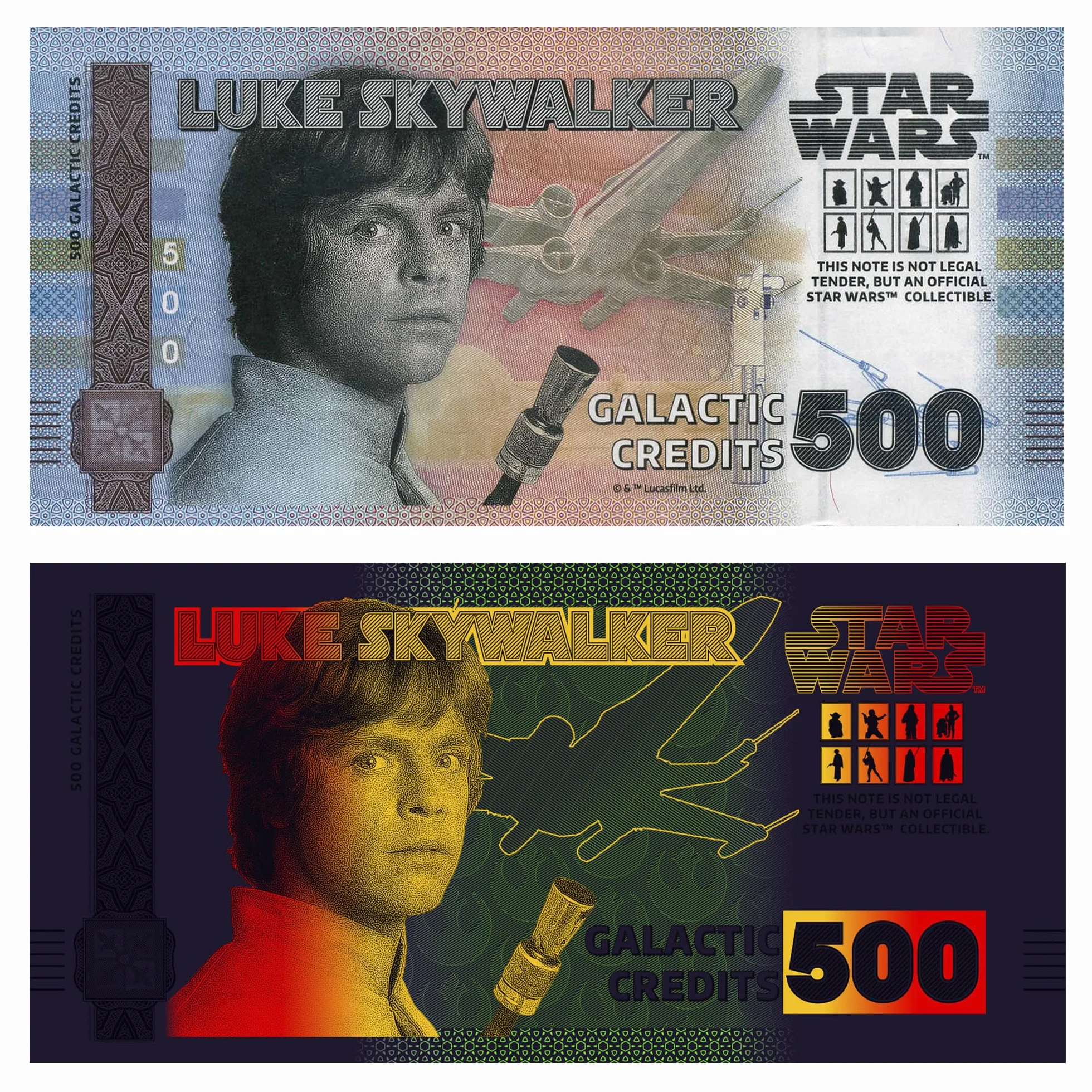 FANTASY CLUB | Gwiezdne Wojny Trylogia Bilet Oryginalny Luke Skywalker | Oficjalny towar | Edycja limitowana ze złotym hologramem i efektami UV