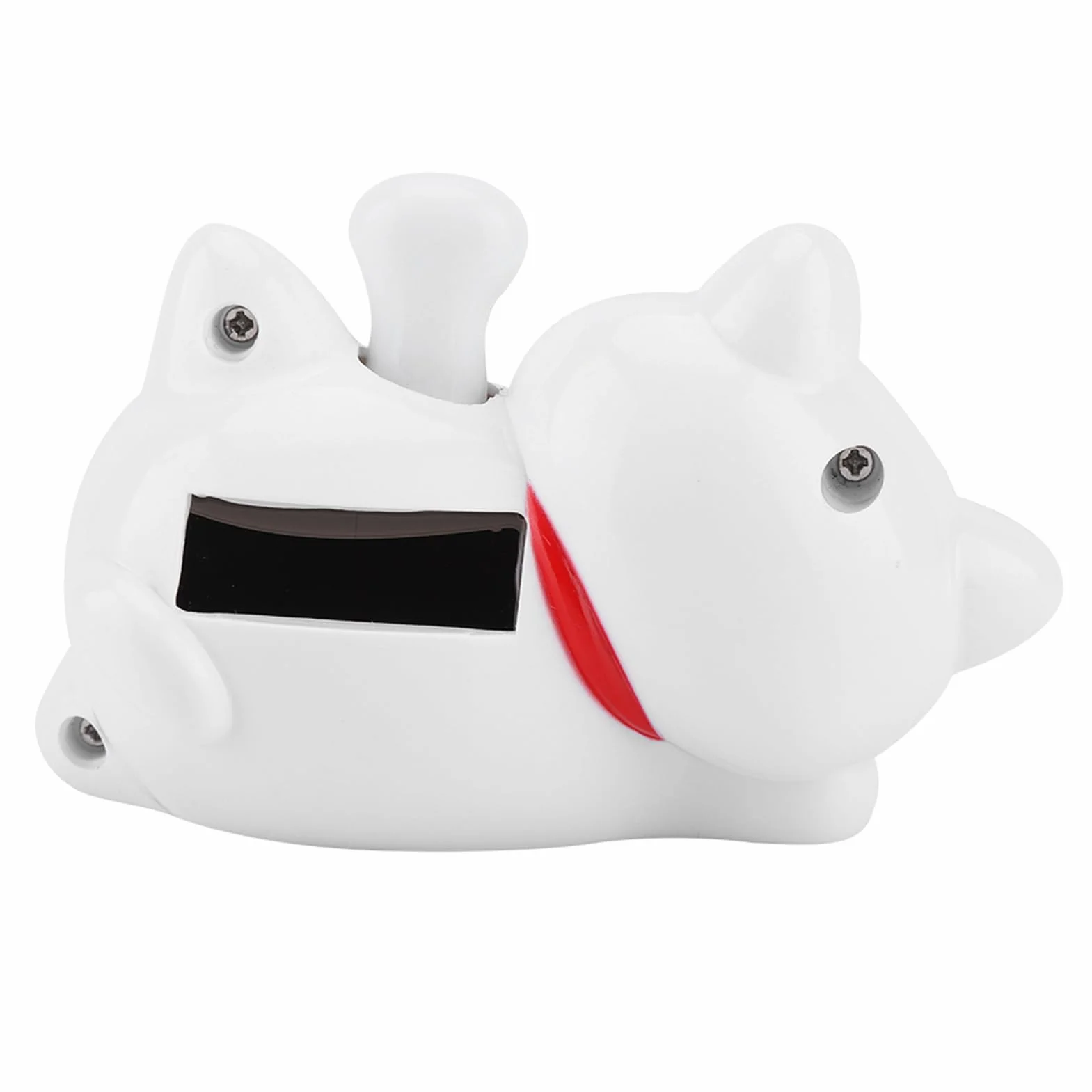 Solarbetriebene Maneki Neko LuckyCat Fortune Begr¨¹?ung Winken Arm Up Faule Liegen Reichtum Fortune Cat Home Stores Auto Feng Shui Dekor Wei?(# 2)