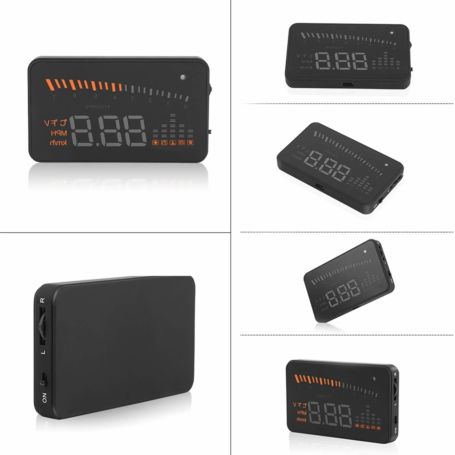 Wyświetlacz Head Up 3-calowy HD Plug and Play OBDII EUOBD do samochodu