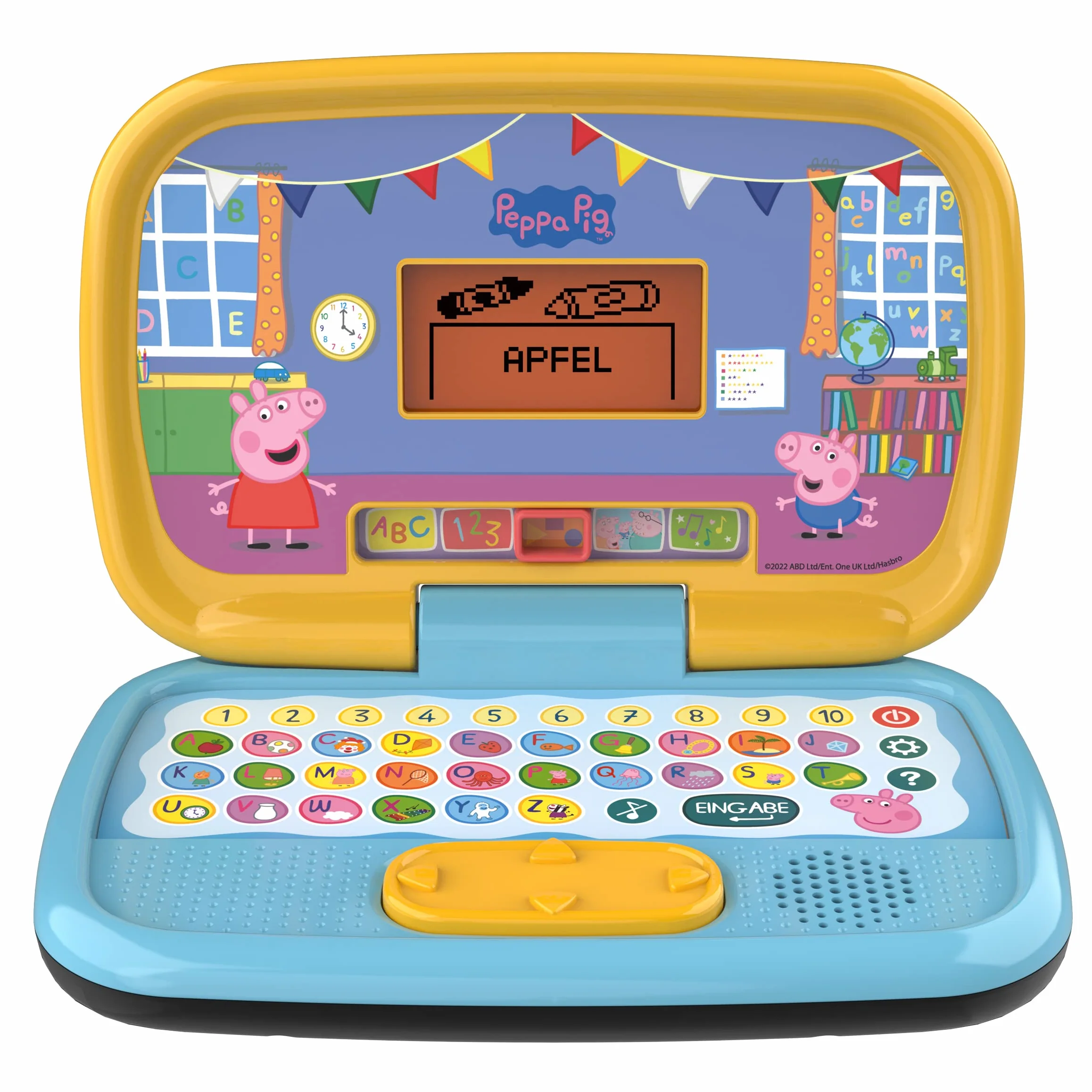 VTech Peppas Laptop do nauki – komputer do nauki z klawiaturą ABC i różnymi treściami edukacyjnymi z literami i słowami, cyframi, logiką, grami i muzyką, dla dzieci w wieku 3-6 lat