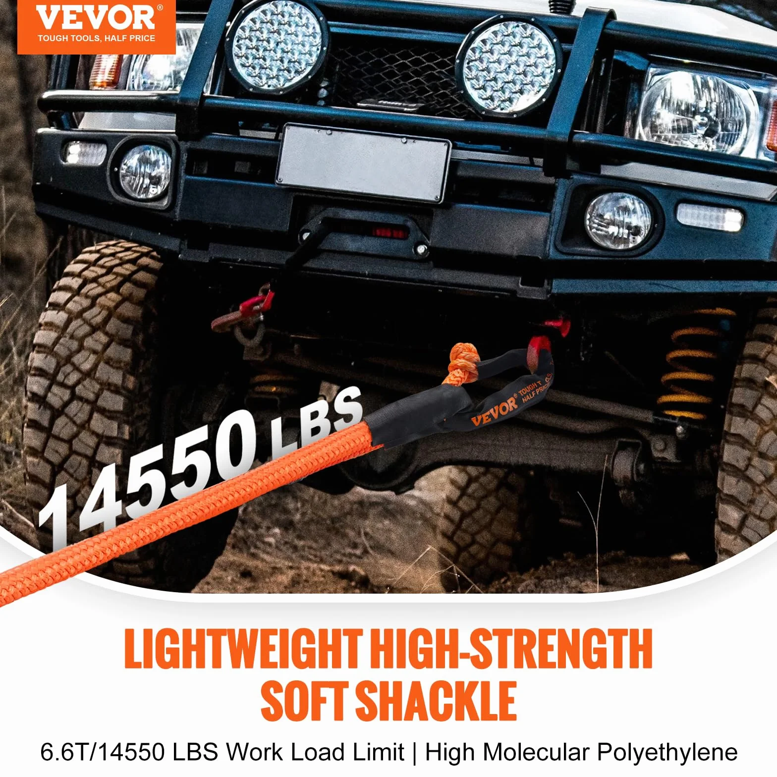 VEVOR Syntetyczna miękka szekla 20 ton 5.1 cm x 56 cm 2 sztuki kajdany holownicze do UTV ATV ciężarówek