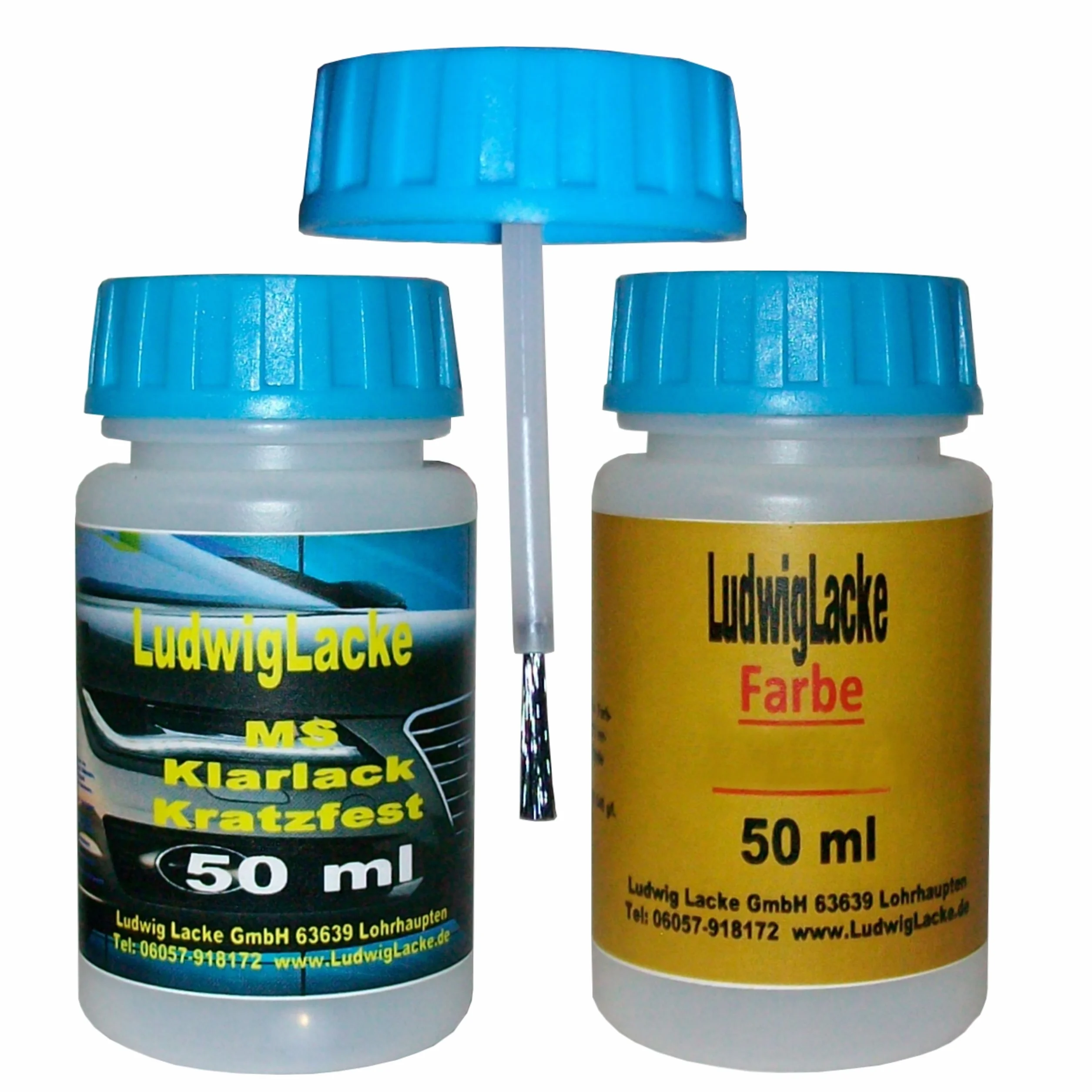 Ludwig Lacke UU9 Blue Ocean zestaw pisaków do lakieru Hyundai lakier samochodowy i lakier bezbarwny po 60 ml