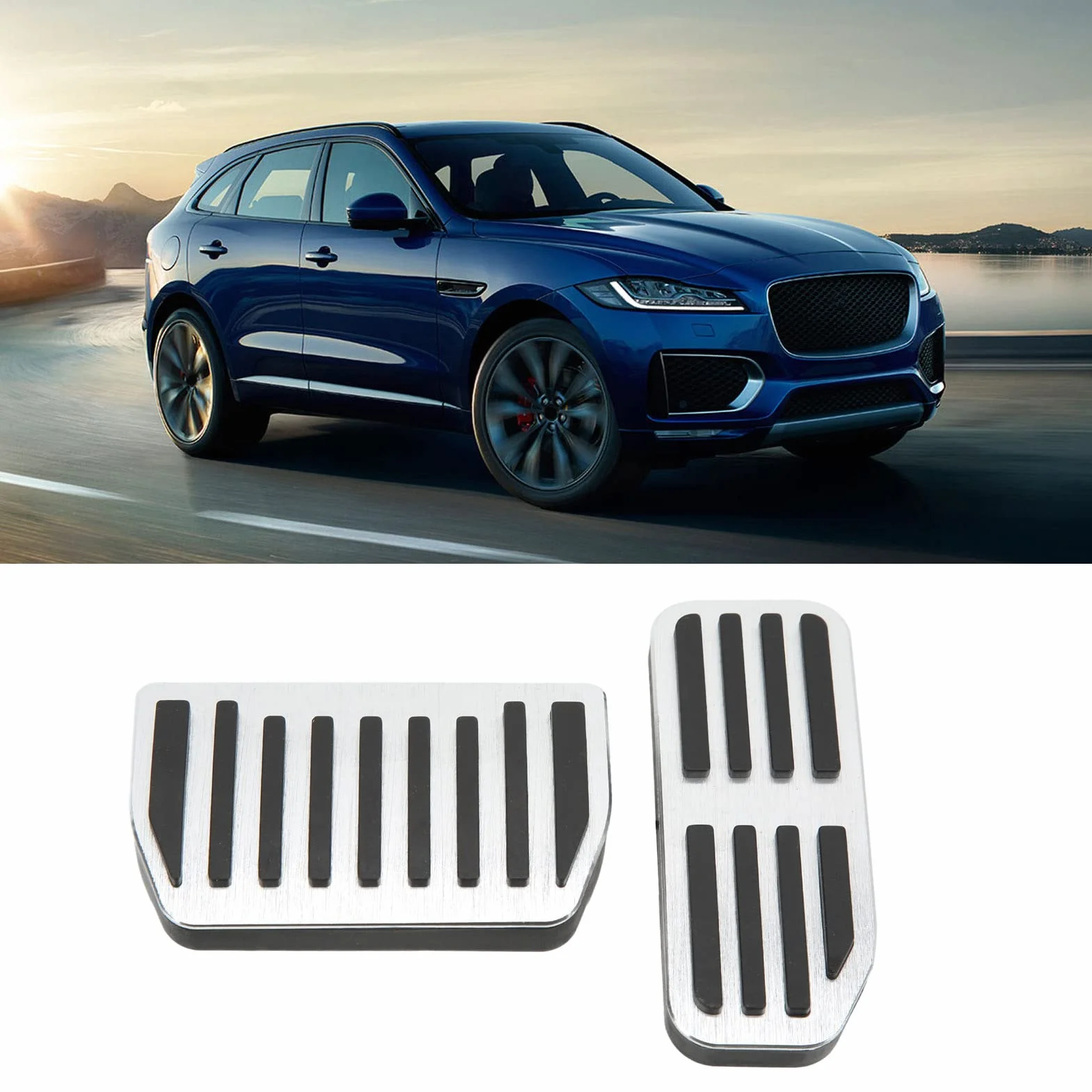 Bez Pedału Wiertła Antypoślizgowa Osłona Pedału Gazu i Hamulca ze Stopu Aluminium Bez Wiercenia Pedał Gazu Osłona Pedału Hamulca Osłona Pedału Hamulca i Przyspieszenia dla Jaguara F E I PACE XE XF