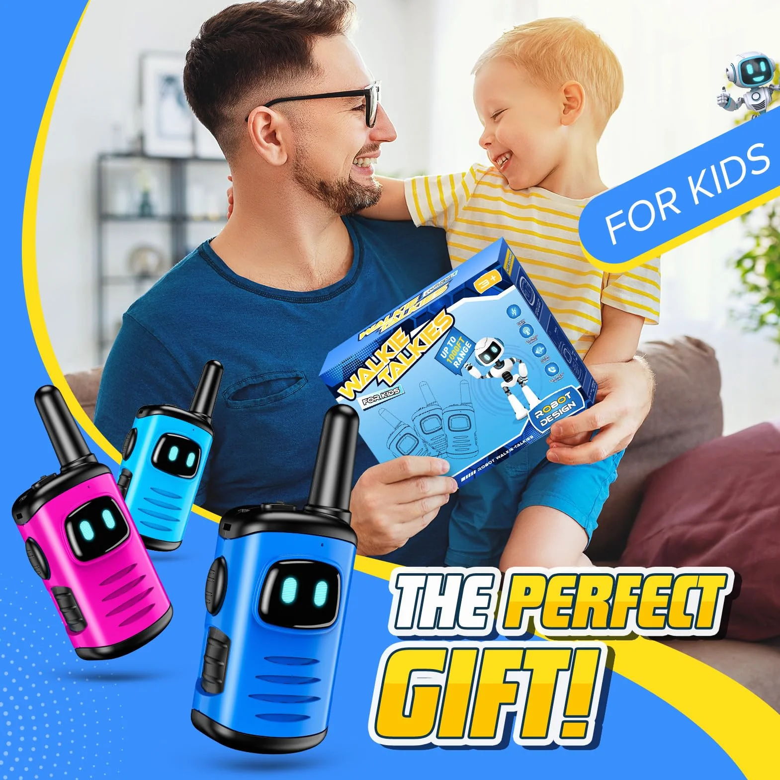 EUCOCO Walkie Talkie Dzieci 3er Zestaw, Zabawki od 3 4 5 6 7 7 8 lat Młoda dziewczyna Prezent Boy 3-10 lat Walky Talky Gry na zewnątrz dla dzieci Dziewczyny 3-10 lat Pomysły na prezenty Dzieci Zabawki
