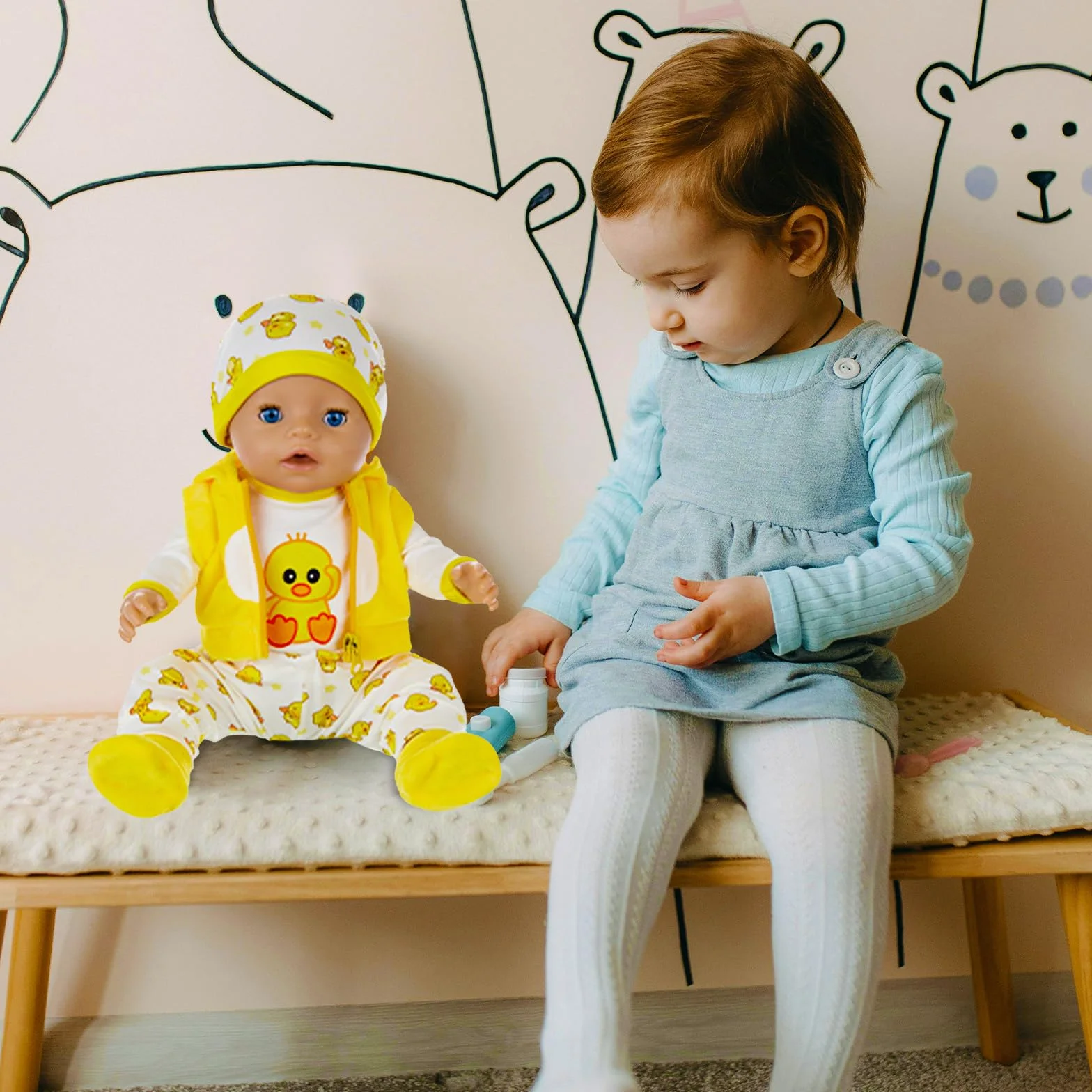 Ubranie dla lalka 35-43 cm, w zestawie: górna część, spodnie, kamizelki, kapelusz, plecak, skarpetki, żółta kaczka, ubrania dla nowego dziecka 14-17 cali, dla chłopców