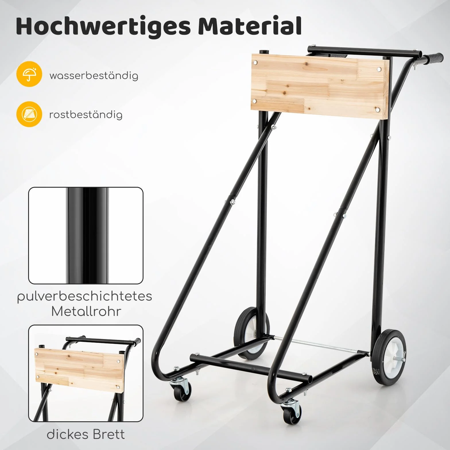 COSTWAY Stojak na silnik zaburtowy na kółkach metalowy wózek transportowy 150 kg