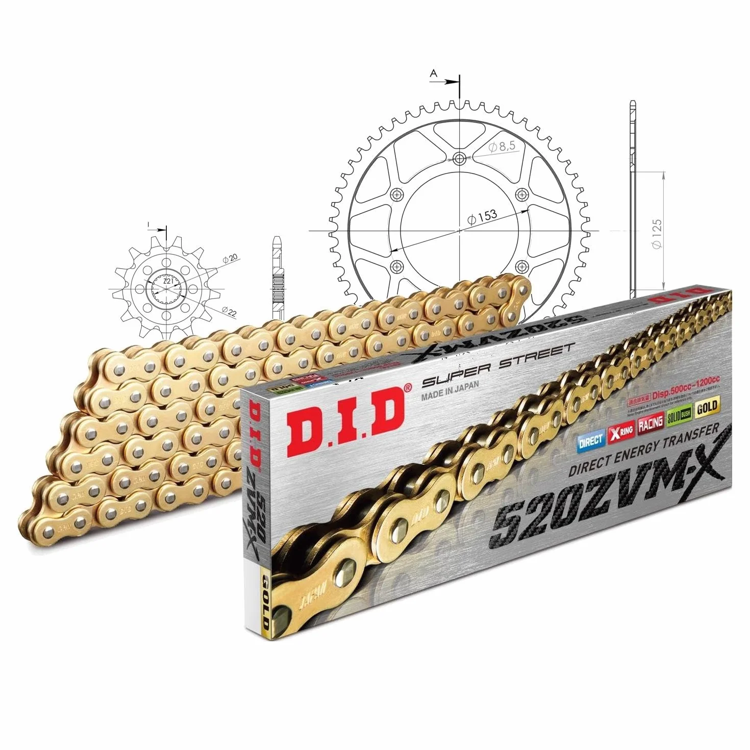 DID łańcuch 520ZVM-X 120 bez końca Honda CRF X 250 ccm 2004-2006