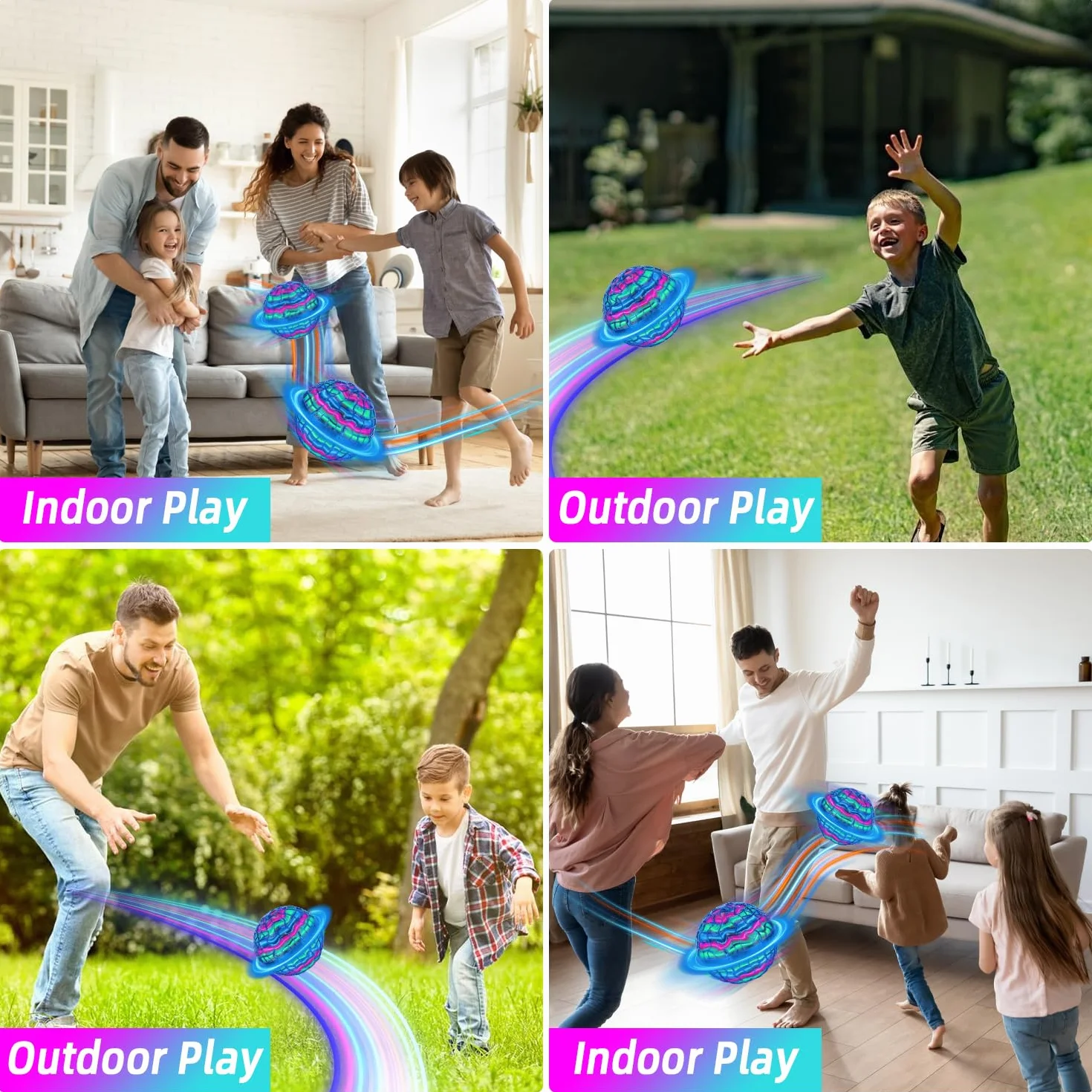 Latająca kula LED, Magic Flying Orb ze sterowaniem ręcznym, pływająca piłka Hoverball, świecący spinner, mini dron dla dzieci do użytku wewnątrz i na zewnątrz, fajna zabawka na prezent dla
