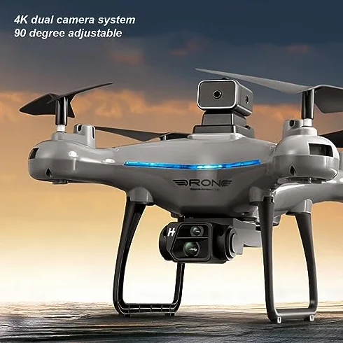 Dron KY102 RC, Podwójny Aparat 4K HD, Dron do Fotografii Lotniczej z 50-krotnym Zoomem i Inteligentnym Zawisaniem, 1800 MAh, 4-kierunkowe Unikanie Przeszkód, Obrót o 360°,