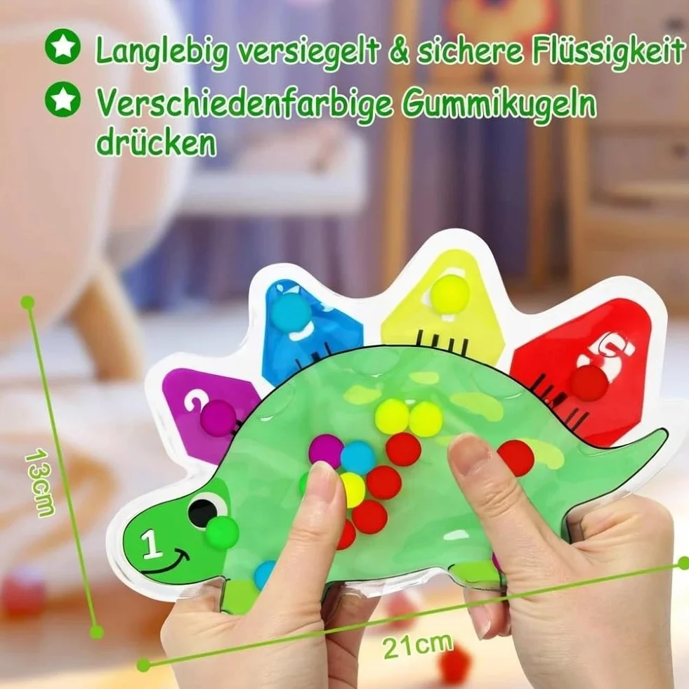 JoyLife Zabawka sensoryczna do wyciskania i ugniatania, do sortowania kolorów, sensoryczna wypełniona żelem, zabawka antystresowa do ściskania i ugniatania, ADHD i autyzmu (dinozaur)