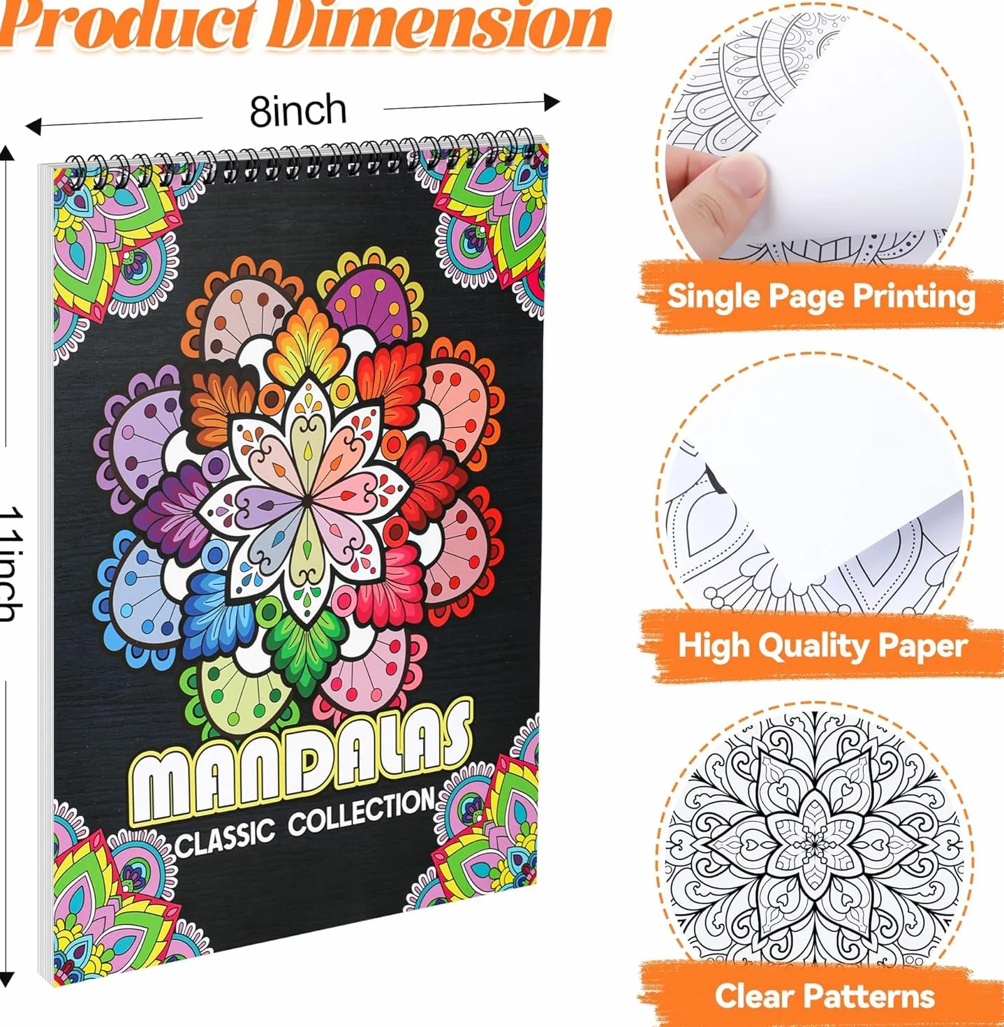 Atoke Zestaw 3 kolorowanek Mandala dla dorosłych, 60 unikalnych mandala do relaksu i zmniejszenia stresu, kolorowanka spiralnie zszywana, prezenty relaksu i rozwagi dla dorosłych, kobiet i mężczyzn