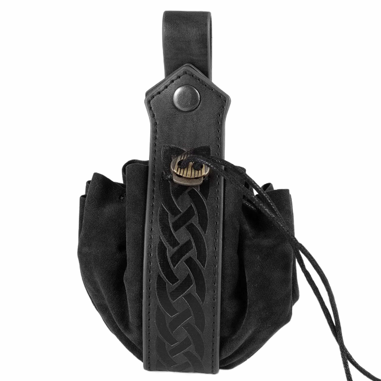 Générique Skórzany na monety | Mała skórzana torebka na monety PU - woreczki ze sznurkiem PU dla mężczyzn kobiet, retro cosplay pas etui na kości 1,57 x 6,3 , czarny, Se référer au