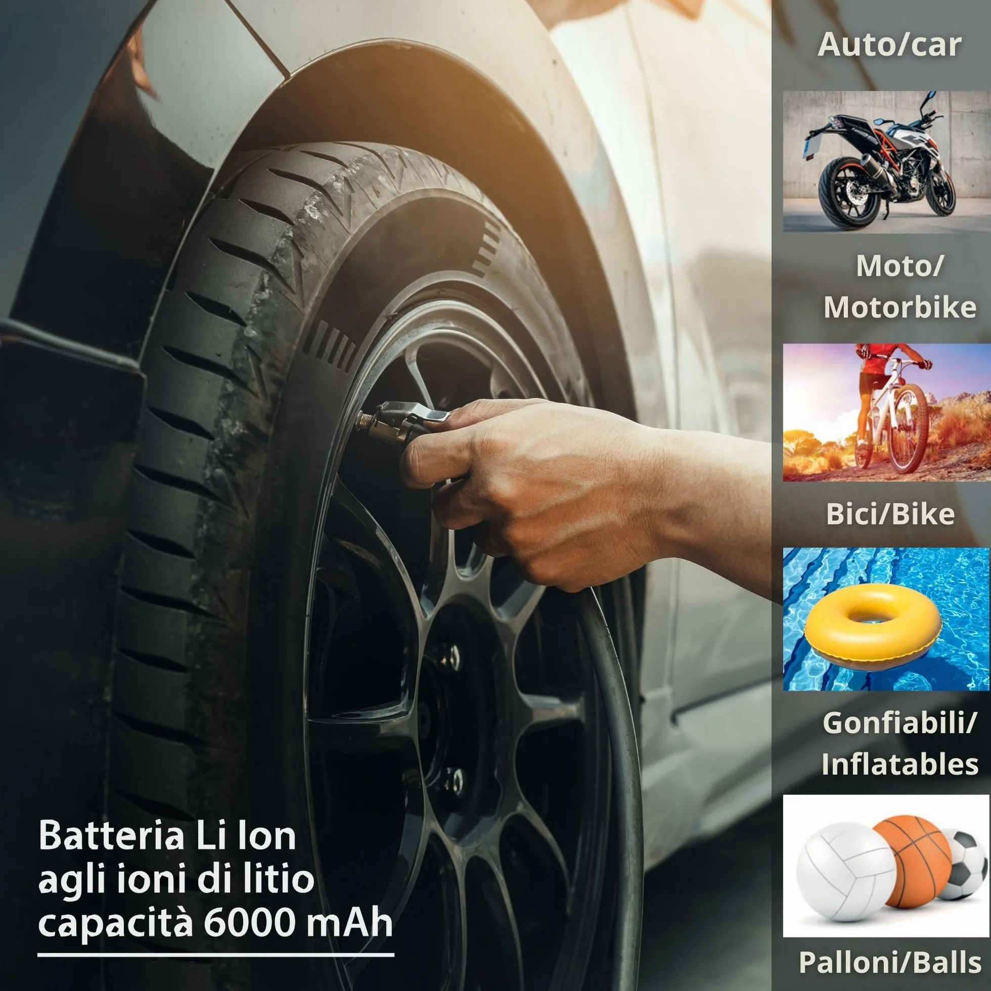 Goodyear Bezprzewodowy Kompresor 6000 mAh 5 w 1 Pompowanie Spuszczanie Powietrza Pomiar Ciśnienia Powerbank Latarka LED