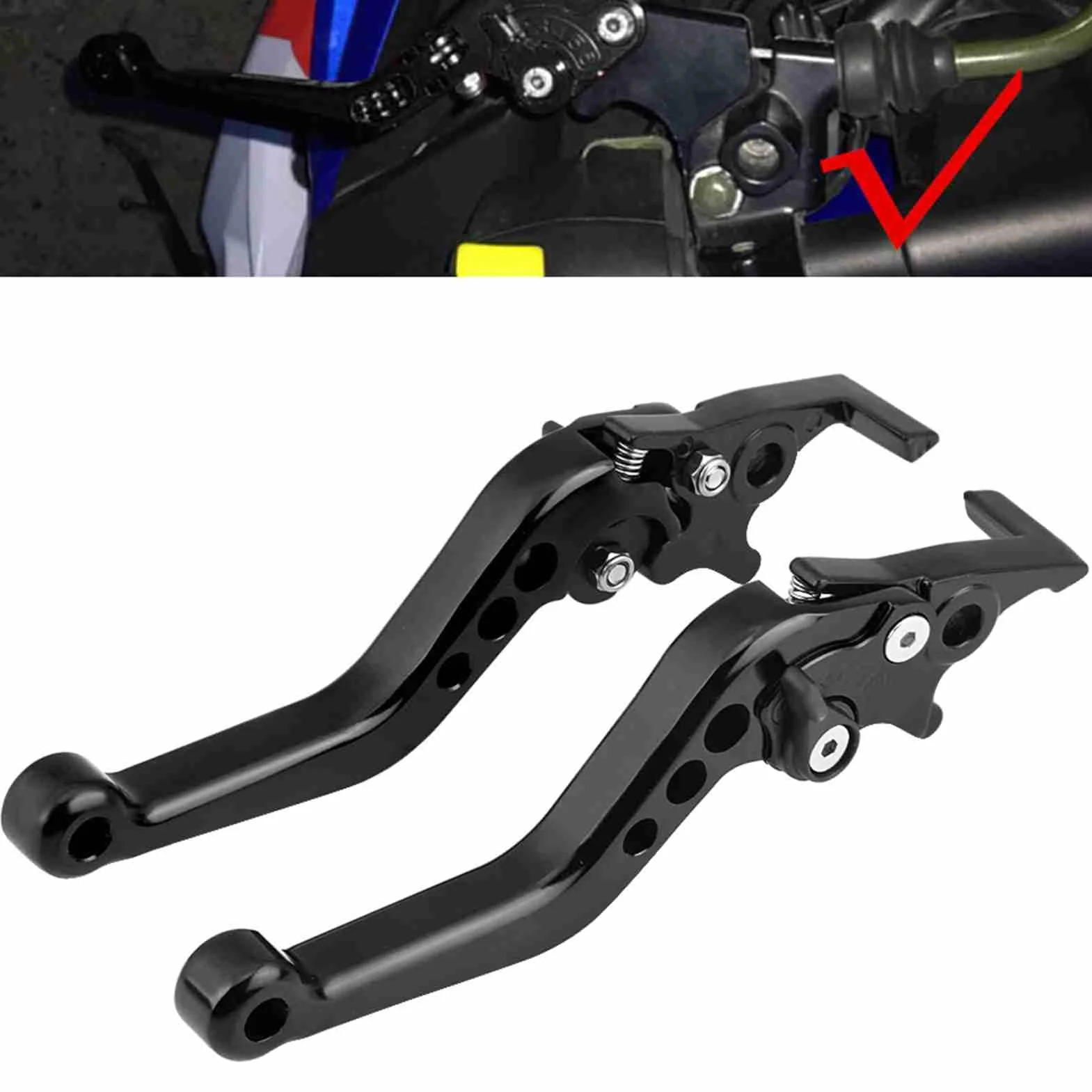 Podwójna dźwignia hamulca tarczowego ze stopu aluminium CNC uniwersalna do motocykla skuter (1 para, czarny)