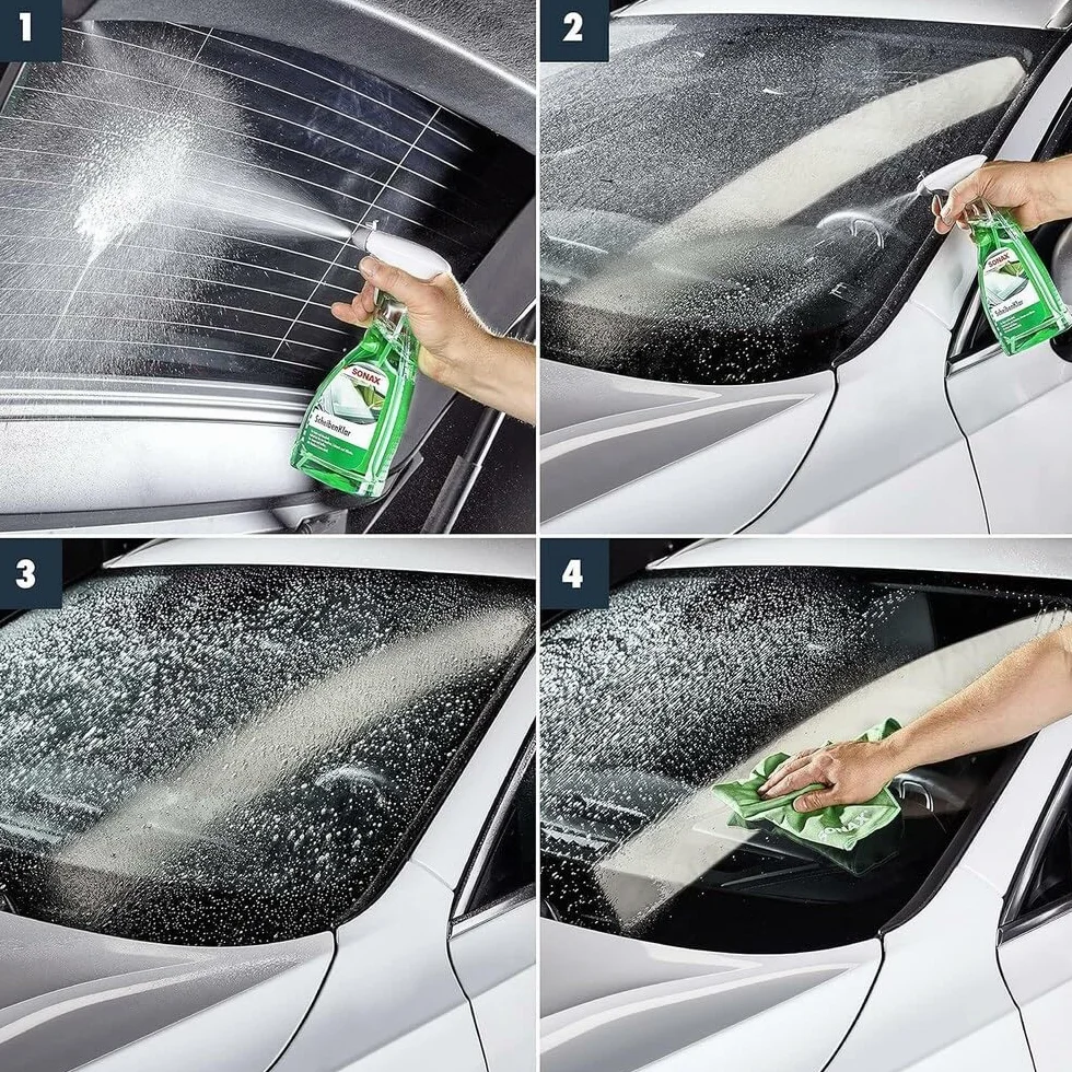 SONAX Płyn do czyszczenia szyb, 500 ml, do usuwania zabrudzeń z owadów i brudu drogowego z szyb samochodowych i reflektorów, nr art. 03382410