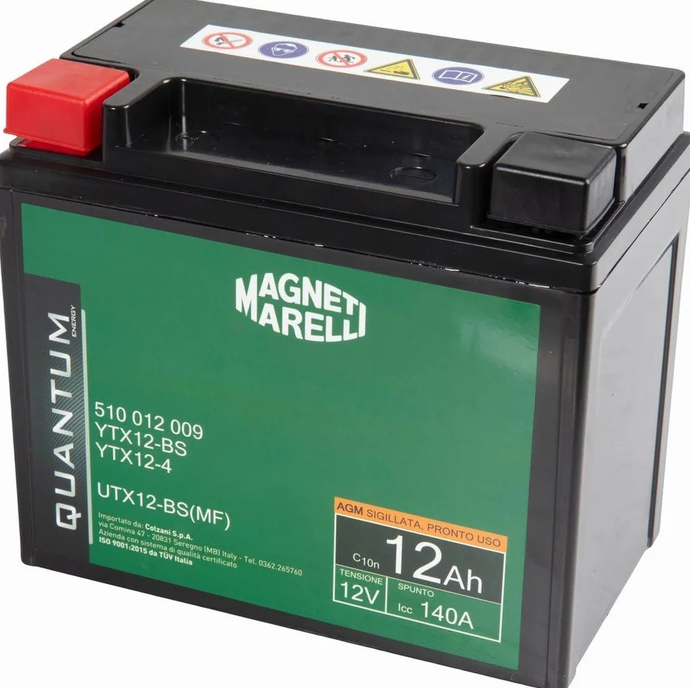 Quantum Energy Magneti Marelli akumulator motocyklowy i skuterowy 12AH 12V 140A uszczelniona technologia AGM lewy biegun dodatni