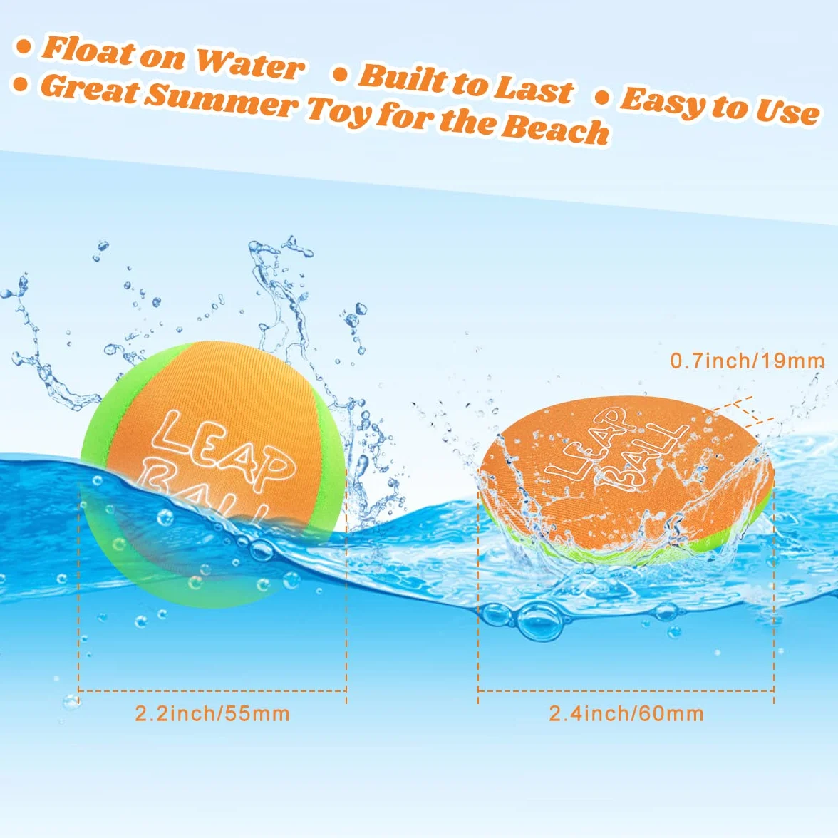 Ryaco Leap Water Bouncing Ball-4 Pack Bouncing Ball Zabawki plażowe dla wszystkich grup wiekowych ekstremalna zabawa w wodzie z przyjaciółmi i rodziną na plaży nad jeziorem